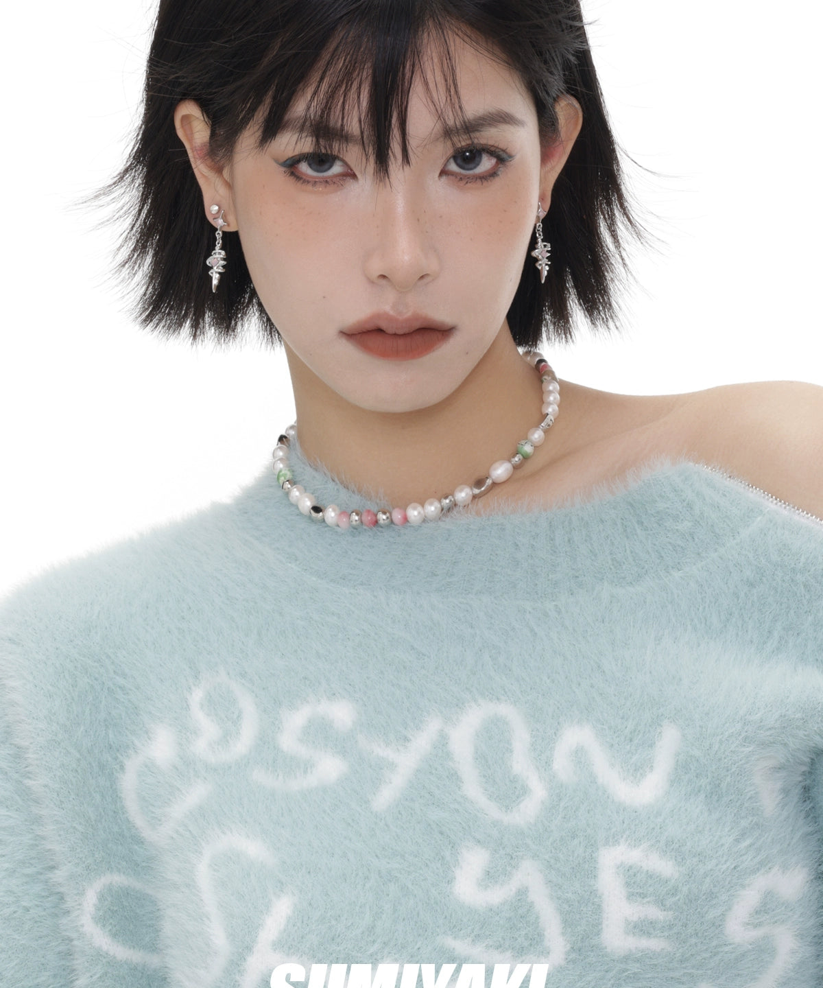 春天这样搭！SUMIYAKI 甜酷风腮红珍珠拼色项链百搭锁骨链