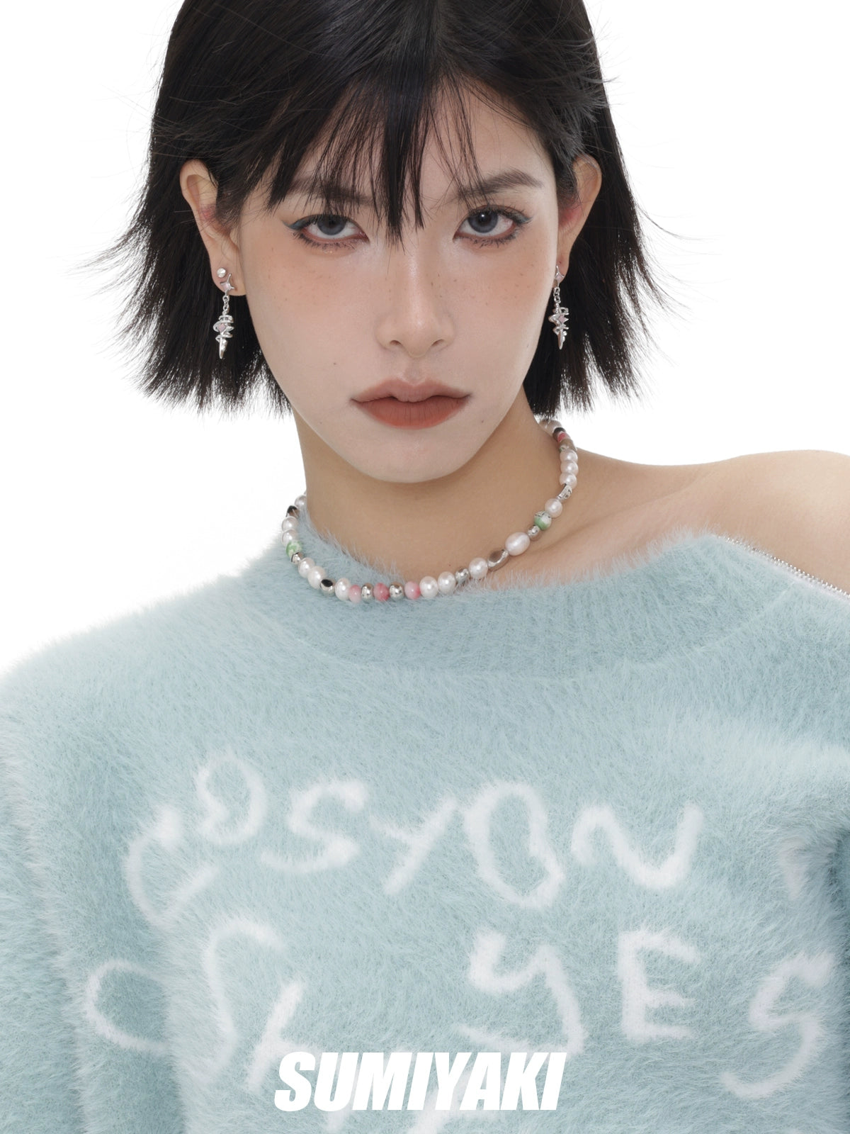 春天这样搭！SUMIYAKI 甜酷风腮红珍珠拼色项链百搭锁骨链