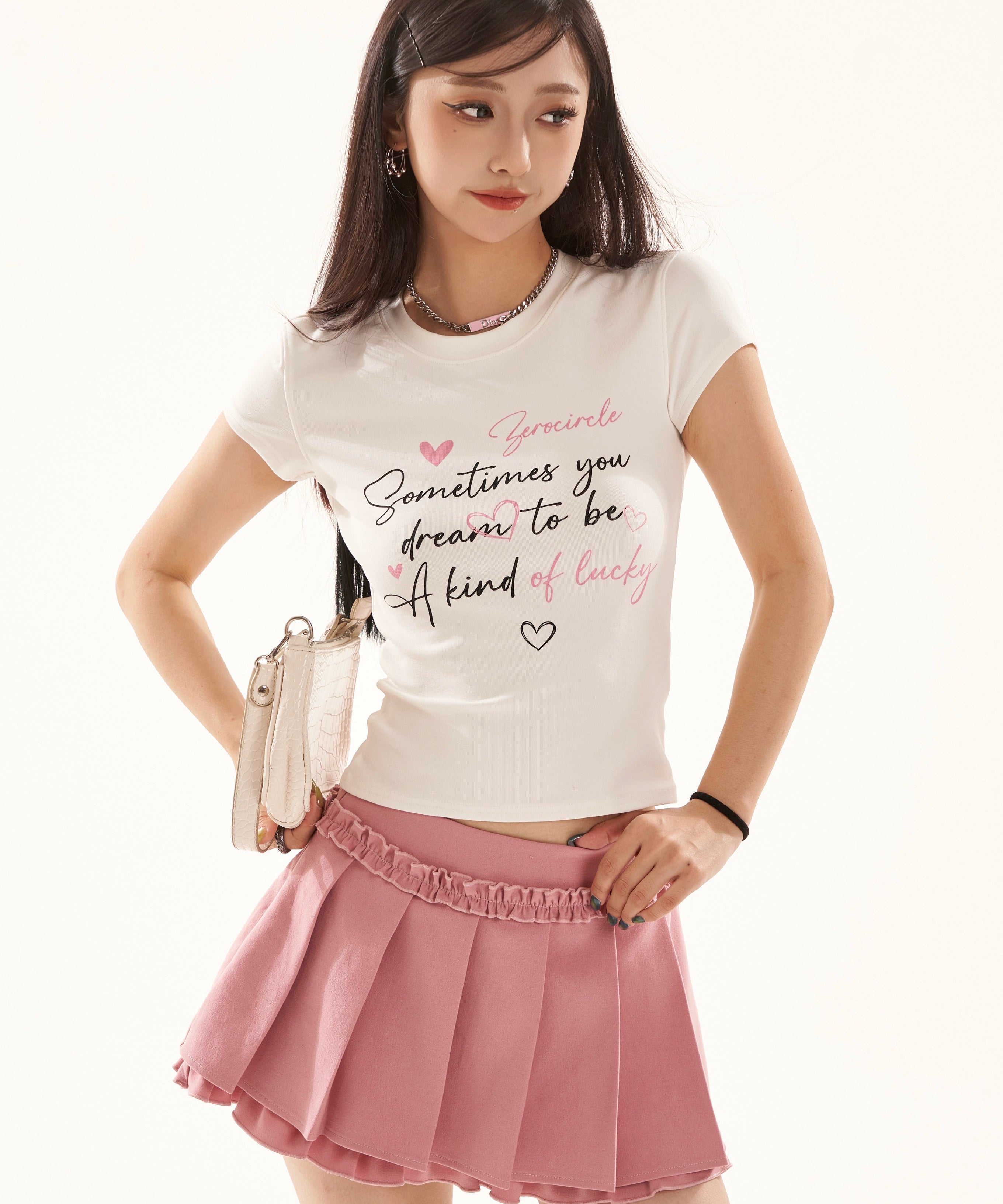 野生zero 黑白色正肩短袖t恤女夏季辣妹印花修身显瘦露背镂空上衣