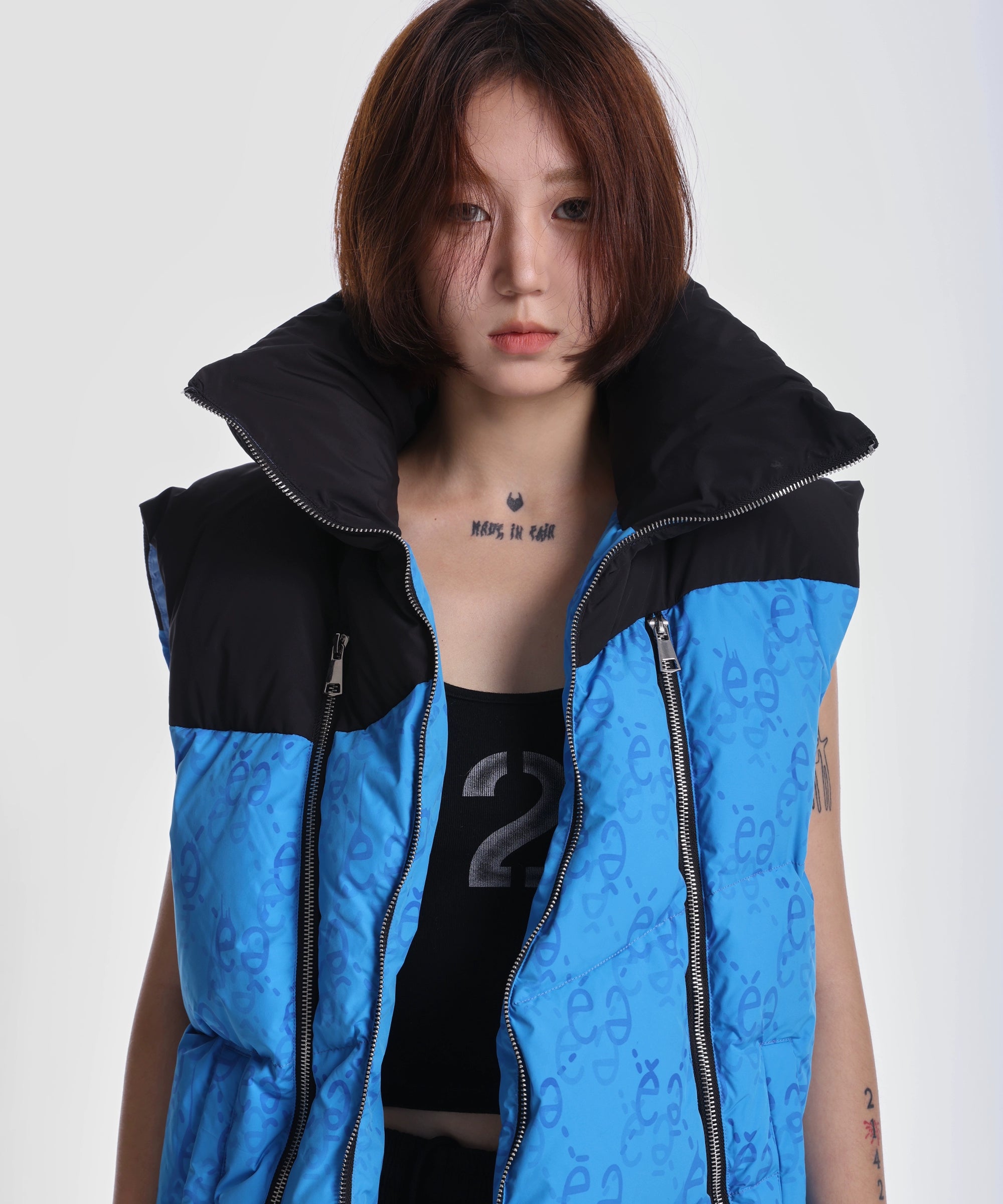 eeeeArtmonster爱心立领背心羽绒棉马甲男女加厚保暖坎肩外套棉服