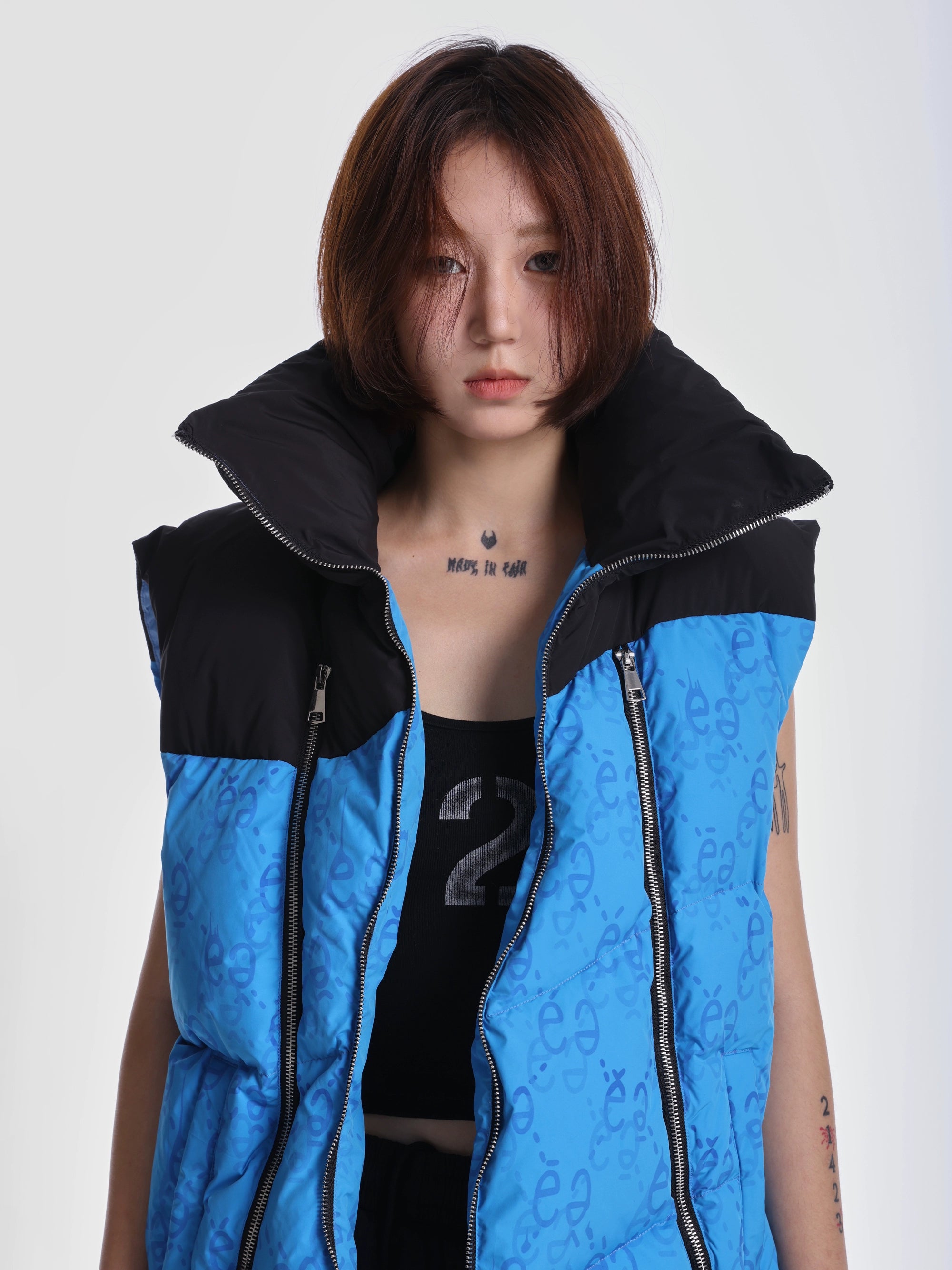 eeeeArtmonster爱心立领背心羽绒棉马甲男女加厚保暖坎肩外套棉服