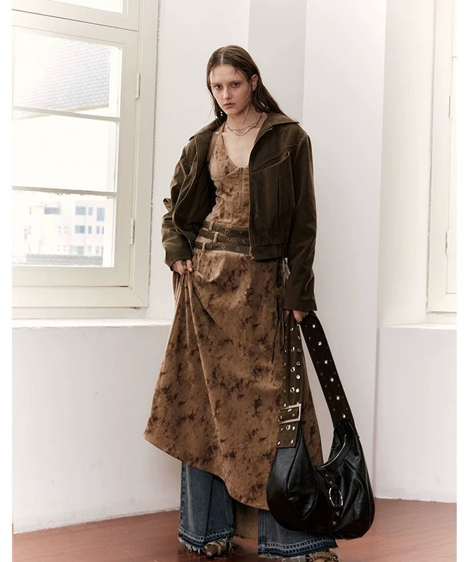 2th Desire原创流浪风复古美拉德丝绒连衣裙女春夏背心吊带长裙