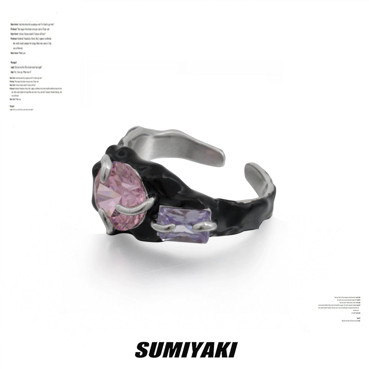 德芙般丝滑 SUMIYAKI 彩虹锆石滴油黑白情侣对戒戒指 闭眼冲一对