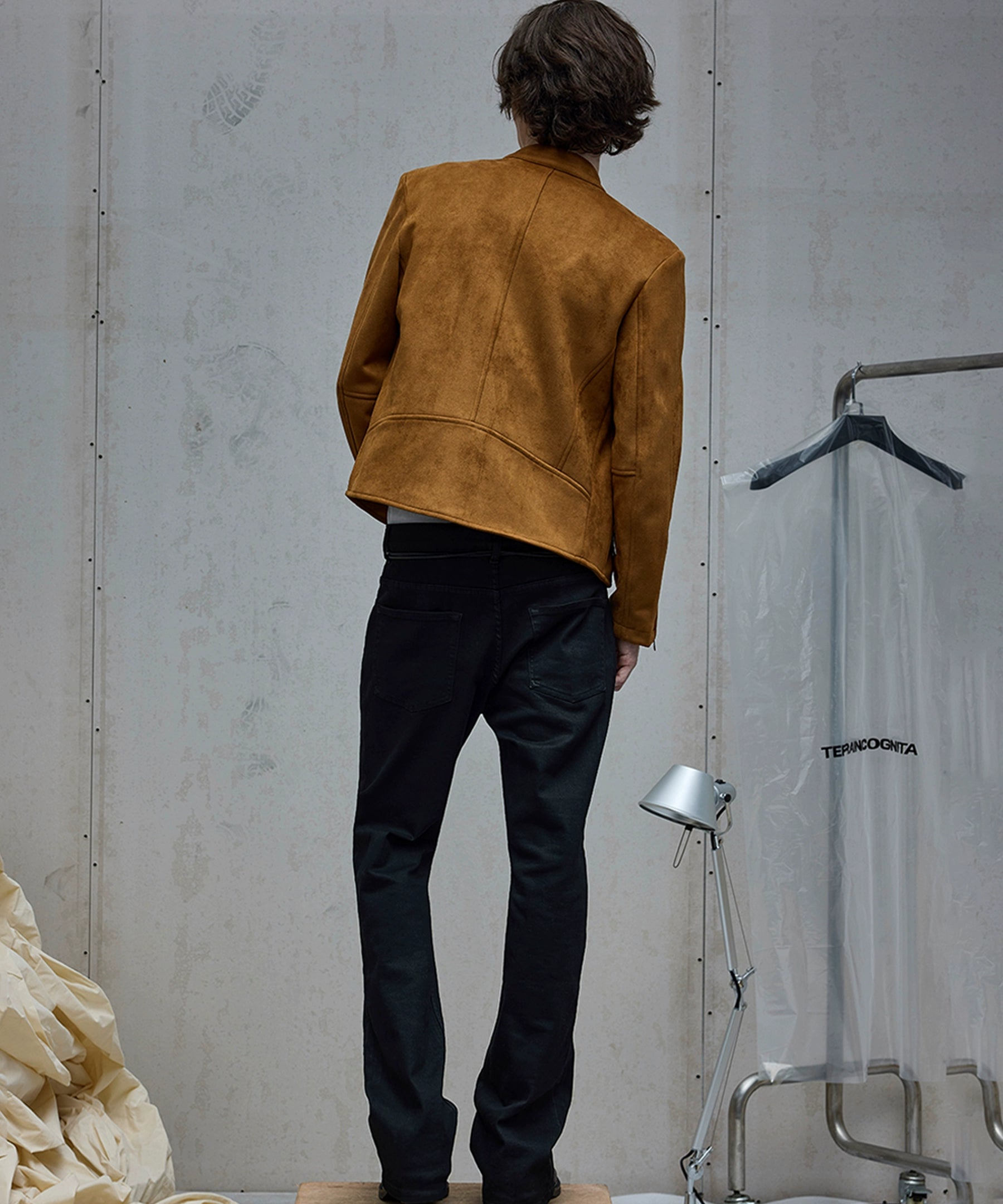 棉羊绒麂皮手感立领夹克修饰肩型合身外套Nico同款TERRAINCOGNITA