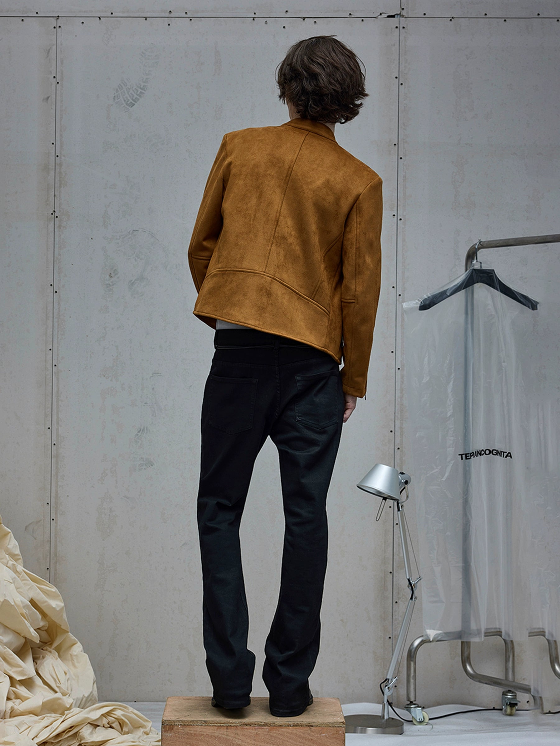 棉羊绒麂皮手感立领夹克修饰肩型合身外套Nico同款TERRAINCOGNITA