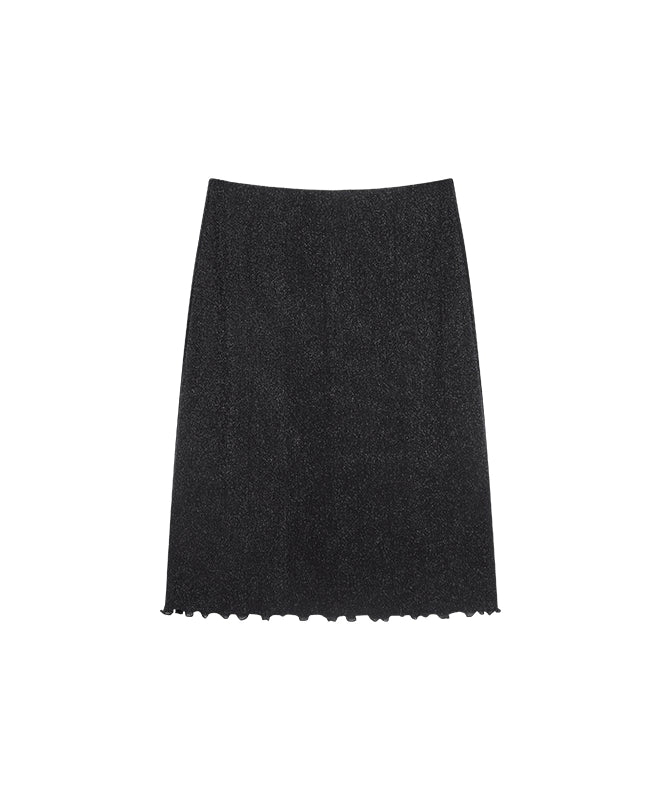 野生zero 辣妹套装裙女夏黑色荷叶边V领无袖背心上衣直筒中长裙子