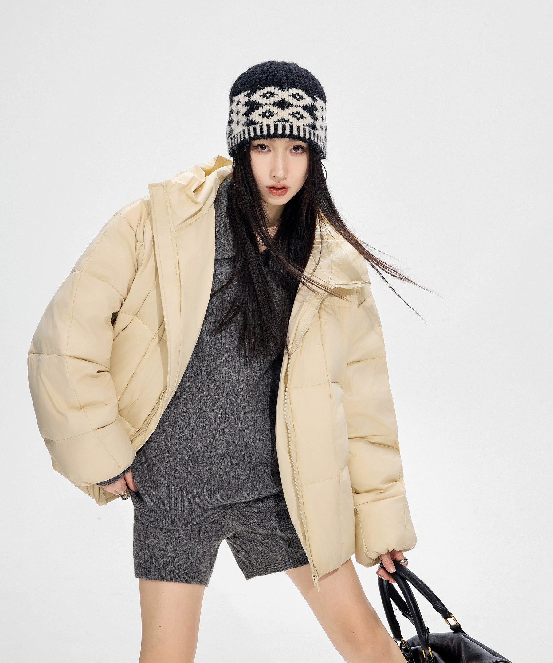 ICH MODE 90白鸭绒美式连帽羽绒服女冬季新款防寒保暖面包服外套