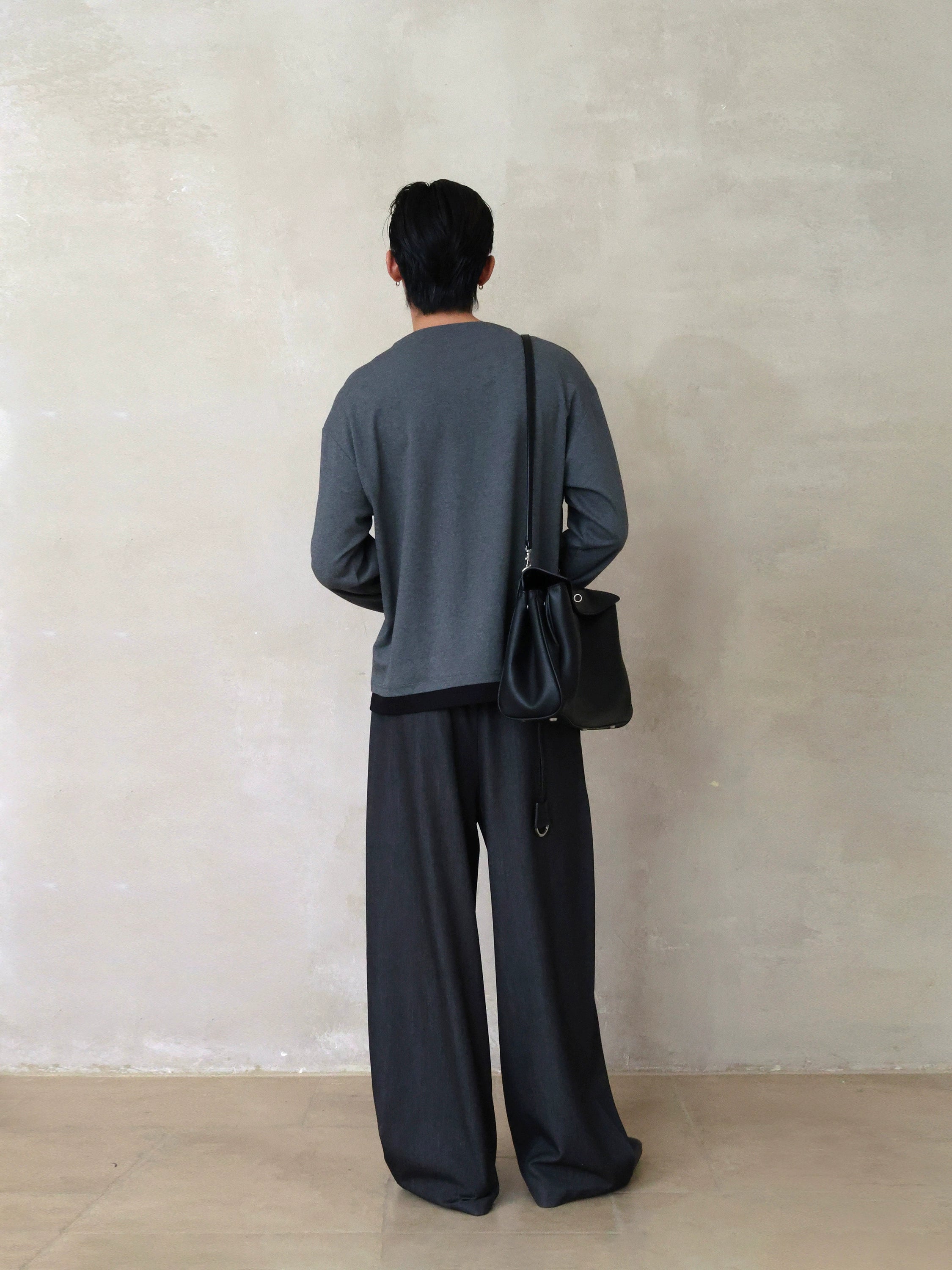 假两件棉氨柔软黑灰拼接斜领长袖打底通勤百搭TERRAINCOGNITA25AW