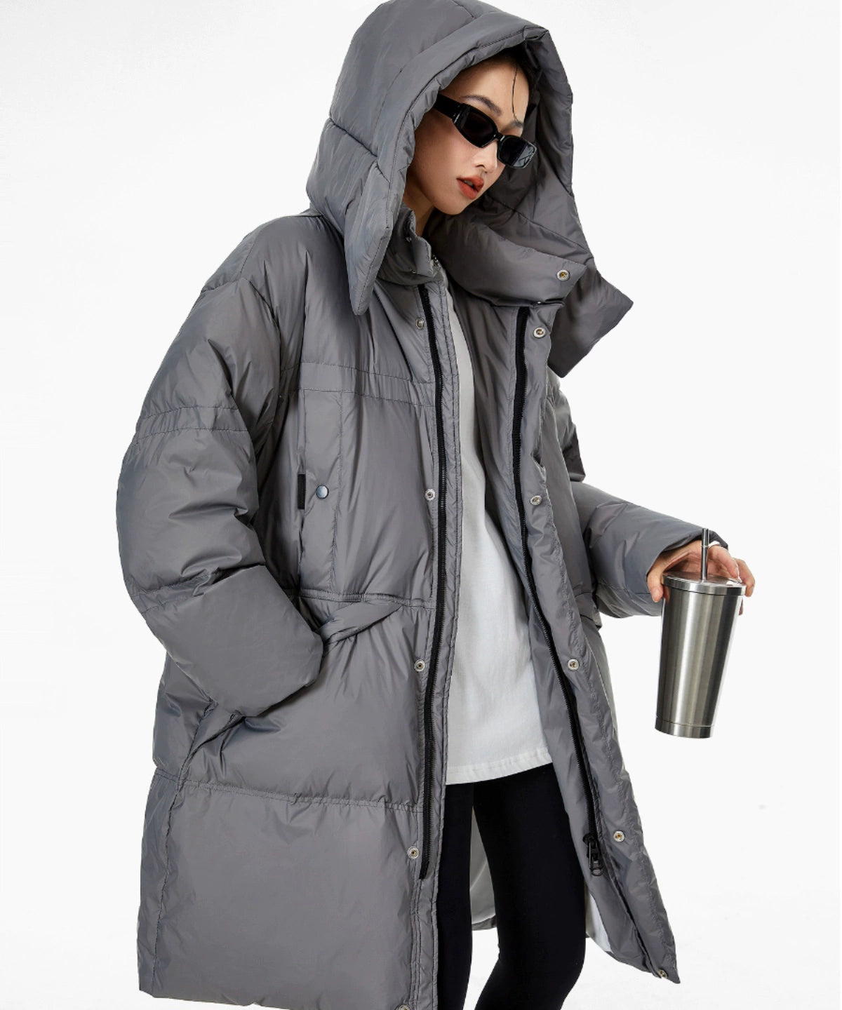 ICH MODE 美式复古中长款羽绒服女款冬季流行面包服外套2024新款