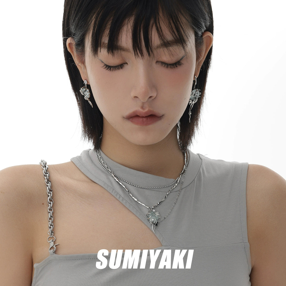 酷中带甜！SUMIYAKI 原创冰源狩狩猎冰川耳环小众高街设计感耳饰