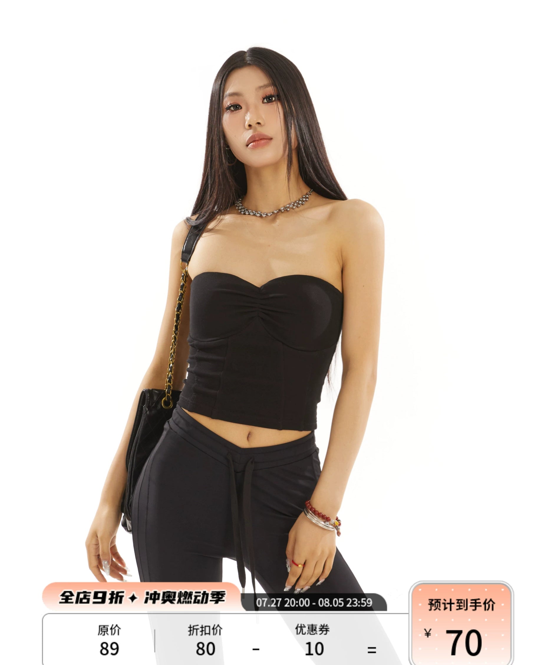 野生zero白黑红灰色无肩带针织抹胸带胸垫女外穿内搭修身辣妹上衣