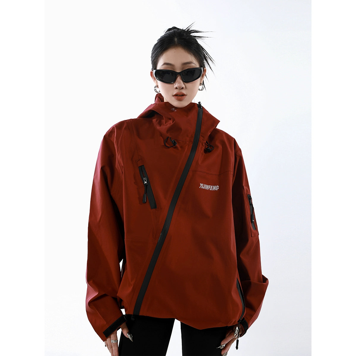 ICH MODE 斜拉链设计感小众户外机能风冲锋外套女百搭工装外套