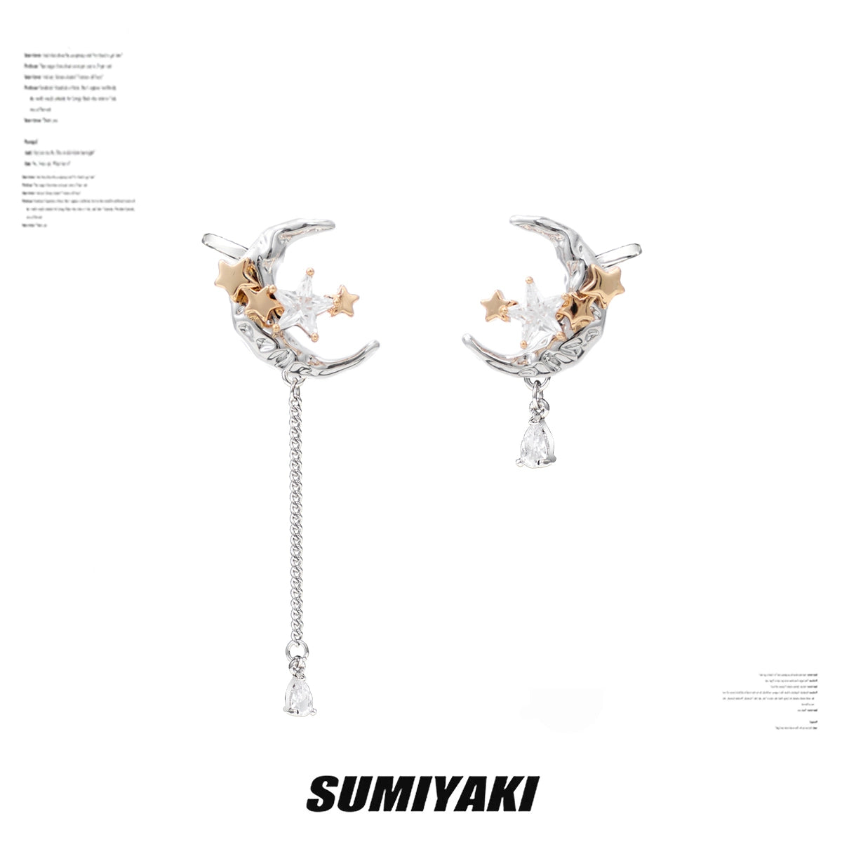 无耳洞耳夹！SUMIYAKI 原创月亮不对称耳夹女星月耳饰女小众耳环