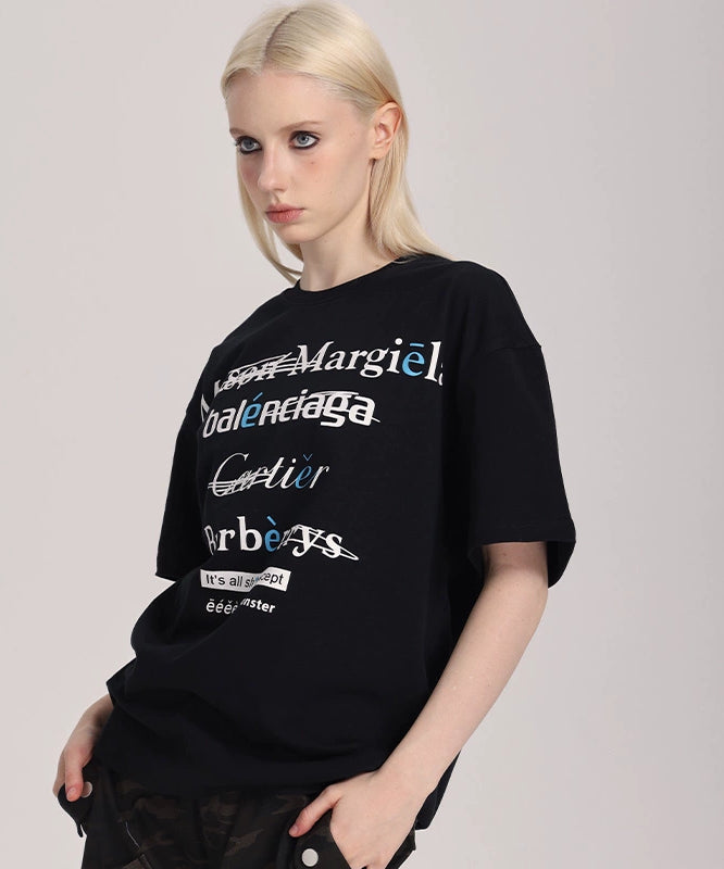 eeeeArtmonster创意"恶搞"标语美式高街ins圆领短袖T恤男女夏季潮