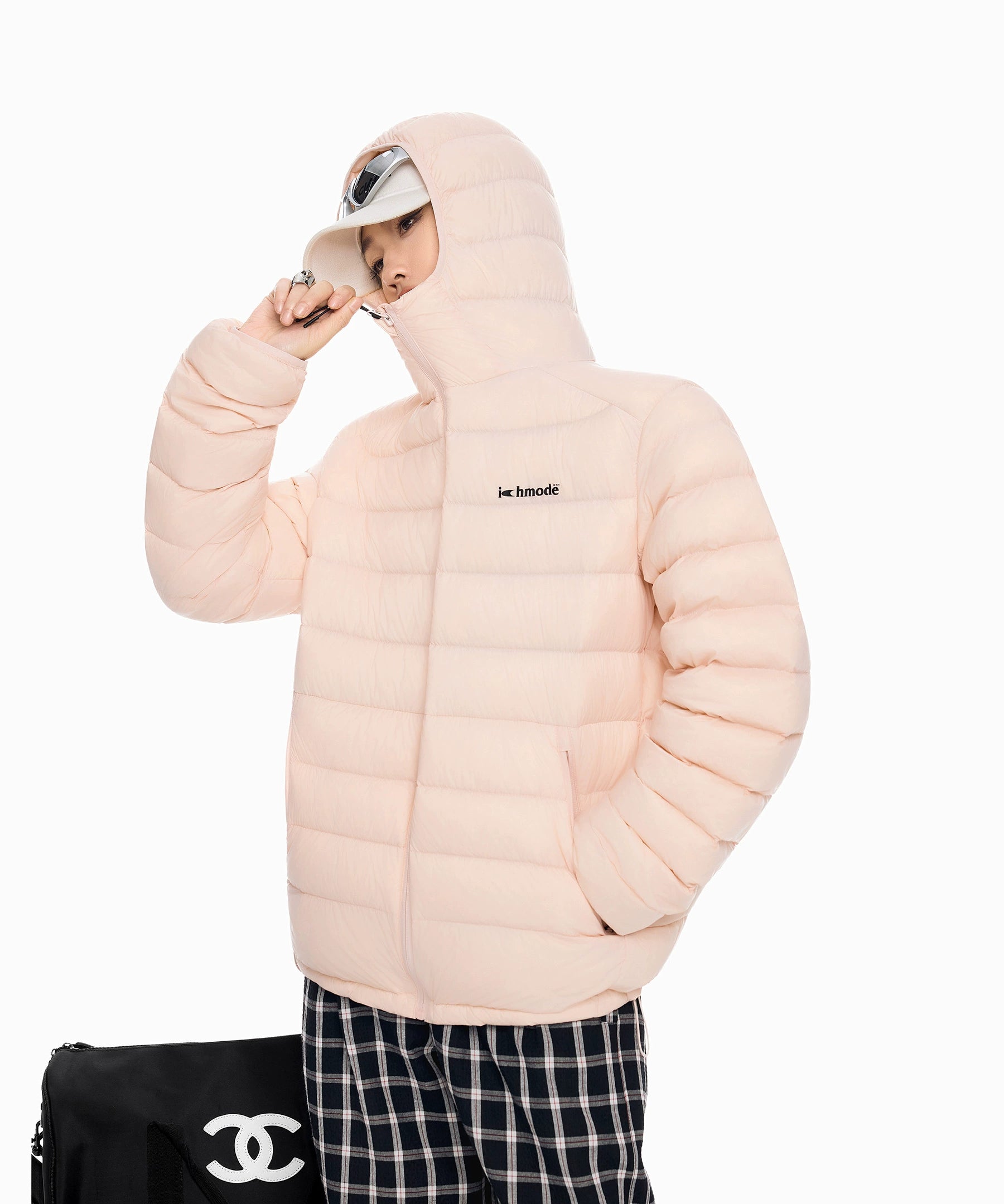 ICH MODE 美式复古90白鸭绒排骨羽绒服女冬季轻薄防寒连帽短外套