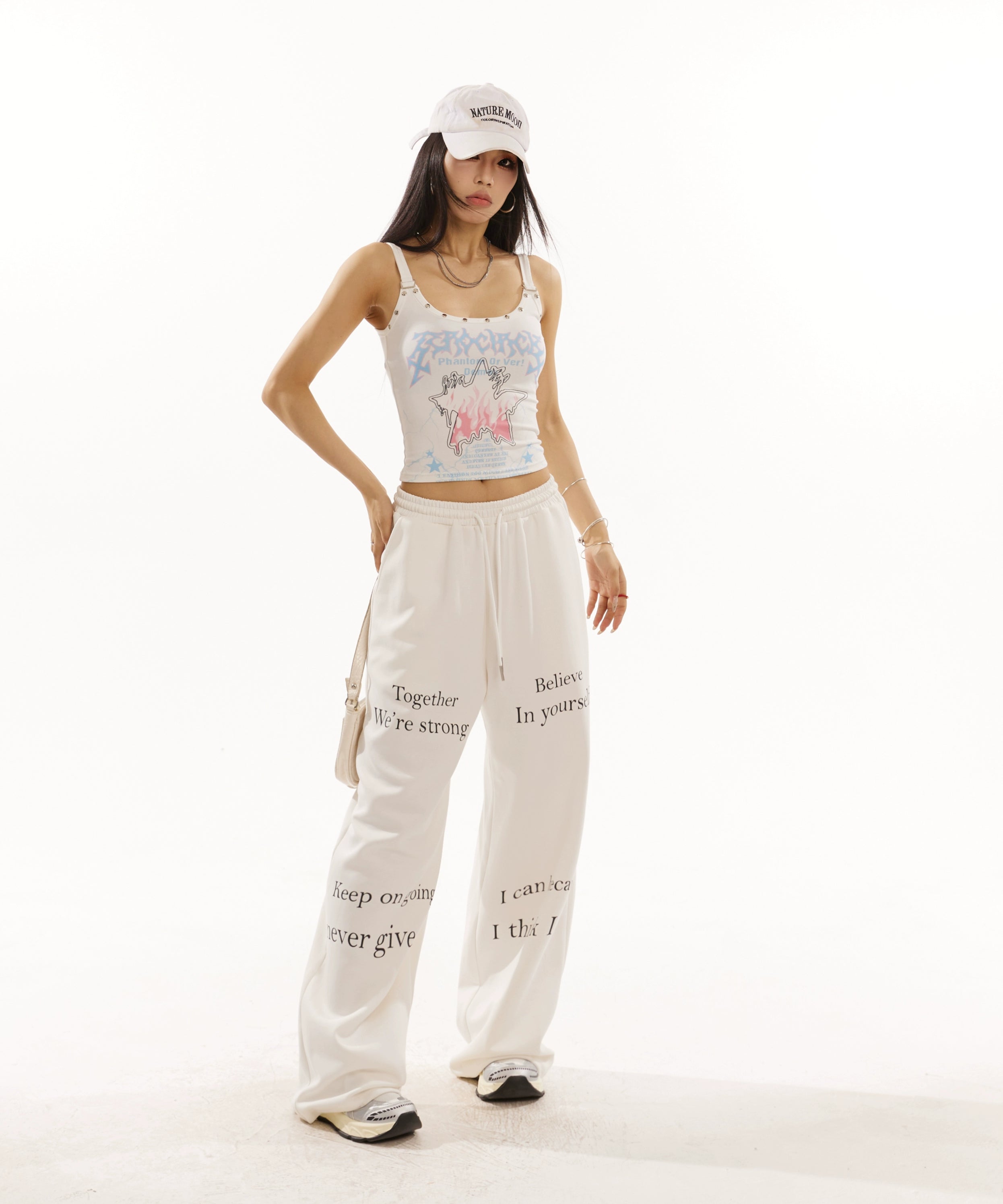 野生zero白黑灰色休闲裤女夏季低腰显瘦宽松慵懒风阔腿直筒卫裤子