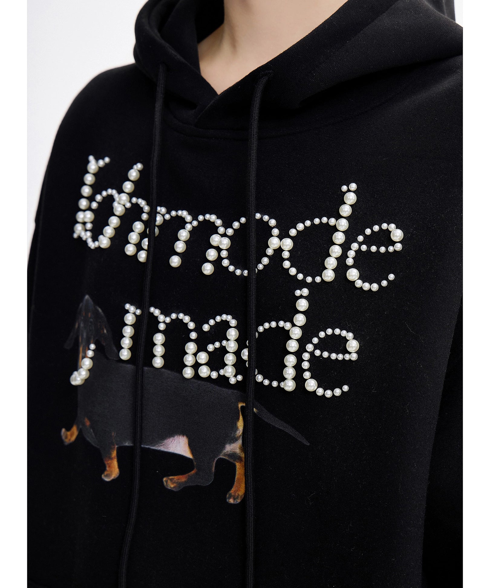 ICH MODE 美式复古珍珠连帽卫衣女秋冬新款宽松休闲百搭上衣外套