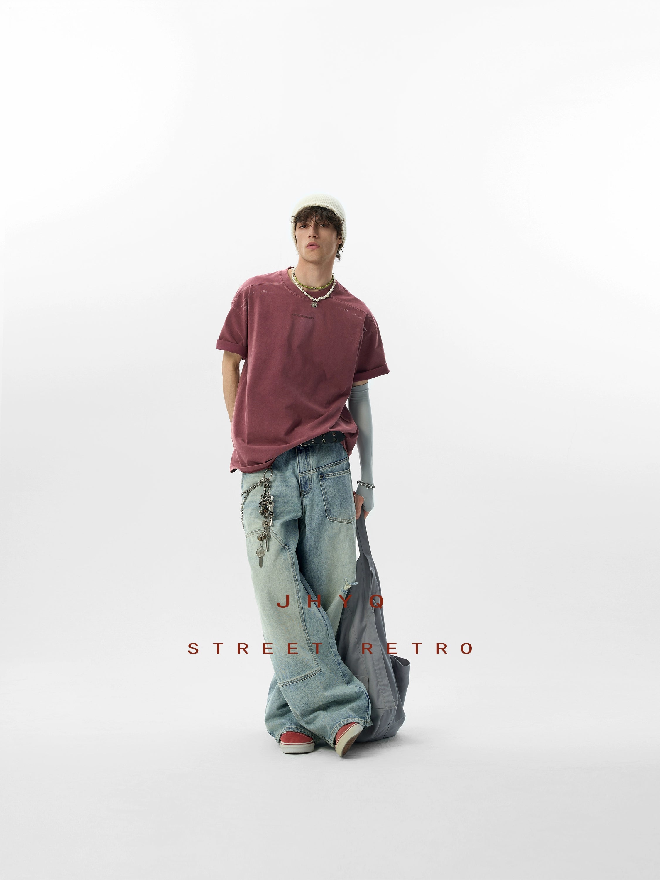 【水洗系列】JHYQ美式复古扎染短袖t恤男宽松大码潮牌半袖夏季体