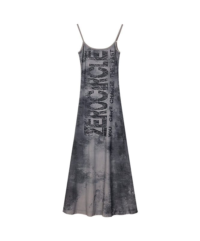 野生zerocircle扎染印花吊带连衣裙女夏季辣妹小众修身显瘦长裙子