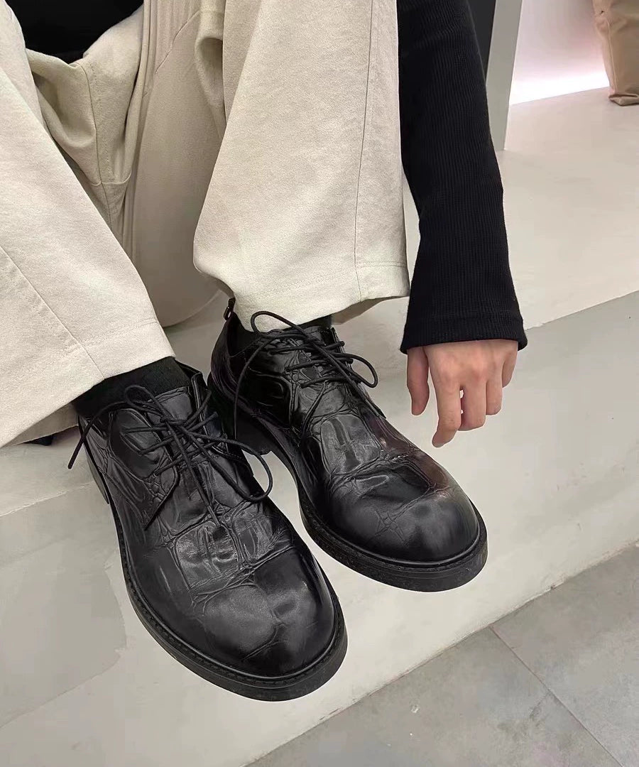 压纹拼接反光D扣通勤德比鞋增高休闲头层牛皮TERRAINCOGNITA