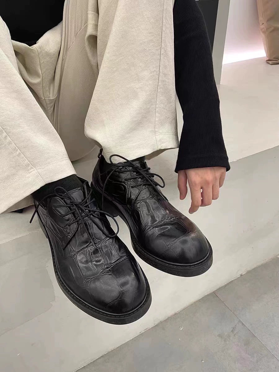 压纹拼接反光D扣通勤德比鞋增高休闲头层牛皮TERRAINCOGNITA