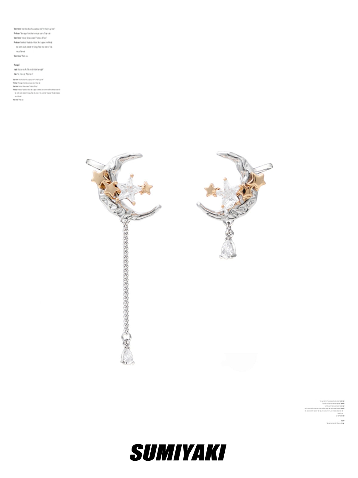 无耳洞耳夹！SUMIYAKI 原创月亮不对称耳夹女星月耳饰女小众耳环