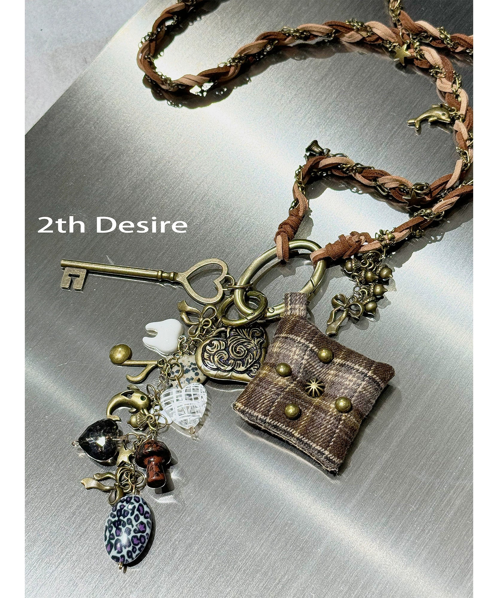 2th Desire原创手工编织百搭小众设计感朋克长款项链毛衣链包挂链