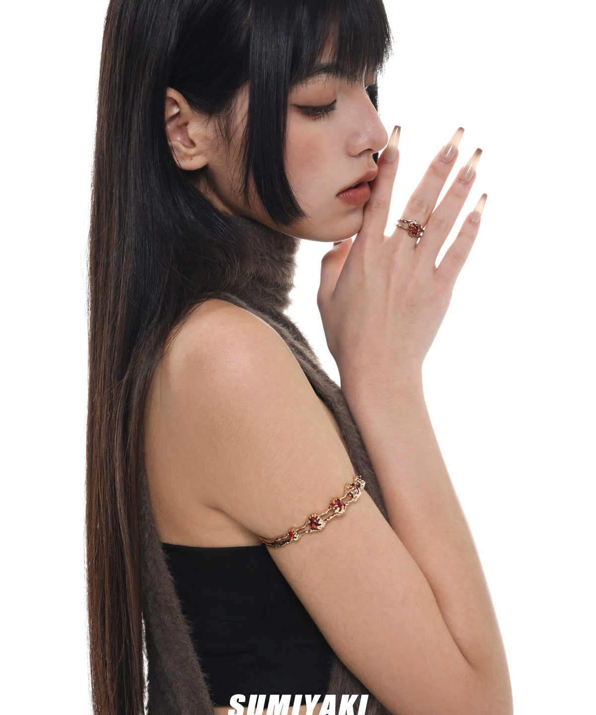 超A！SUMIYAKI 沙丘系列臂环 秋冬时髦感穿搭 修身手环 安可拉红