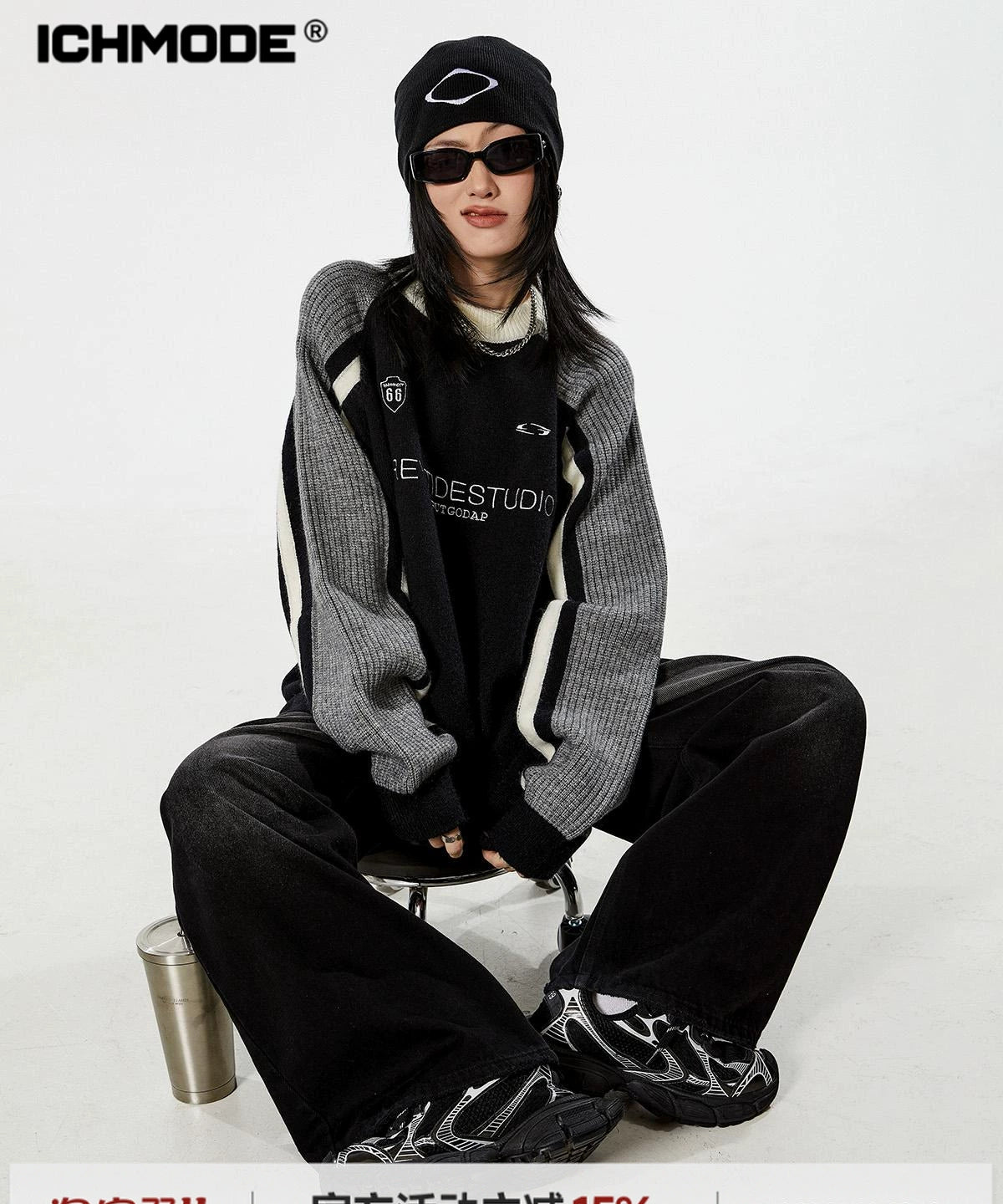 ICH MODE 美式复古套头毛衣女秋冬2025新款慵懒风针织衫外套上衣