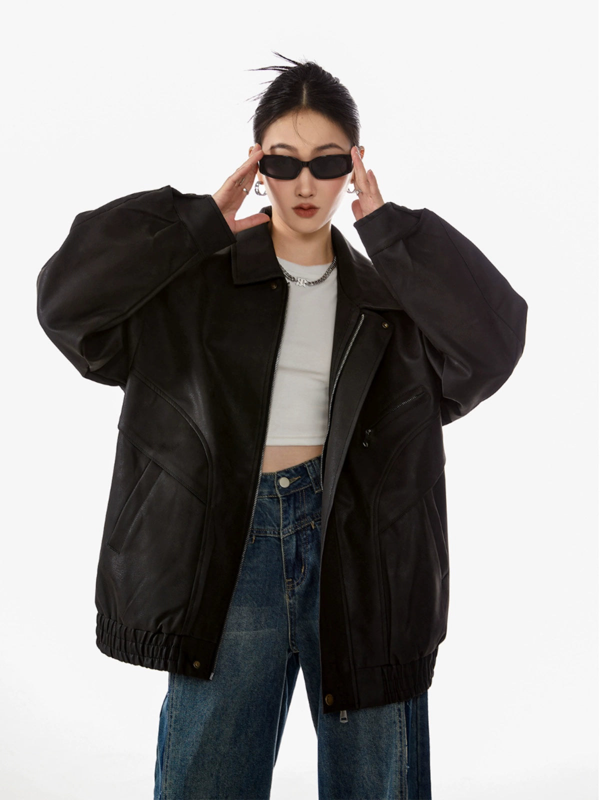 ICH MODE 美式复古皮衣外套女秋冬宽松休闲开衫夹克2025新款上衣