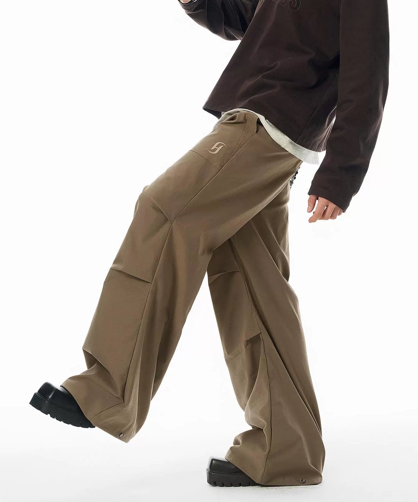 【限时特价】JHYQ春秋美式褶皱伞兵工装裤男潮牌宽松可束脚休闲裤