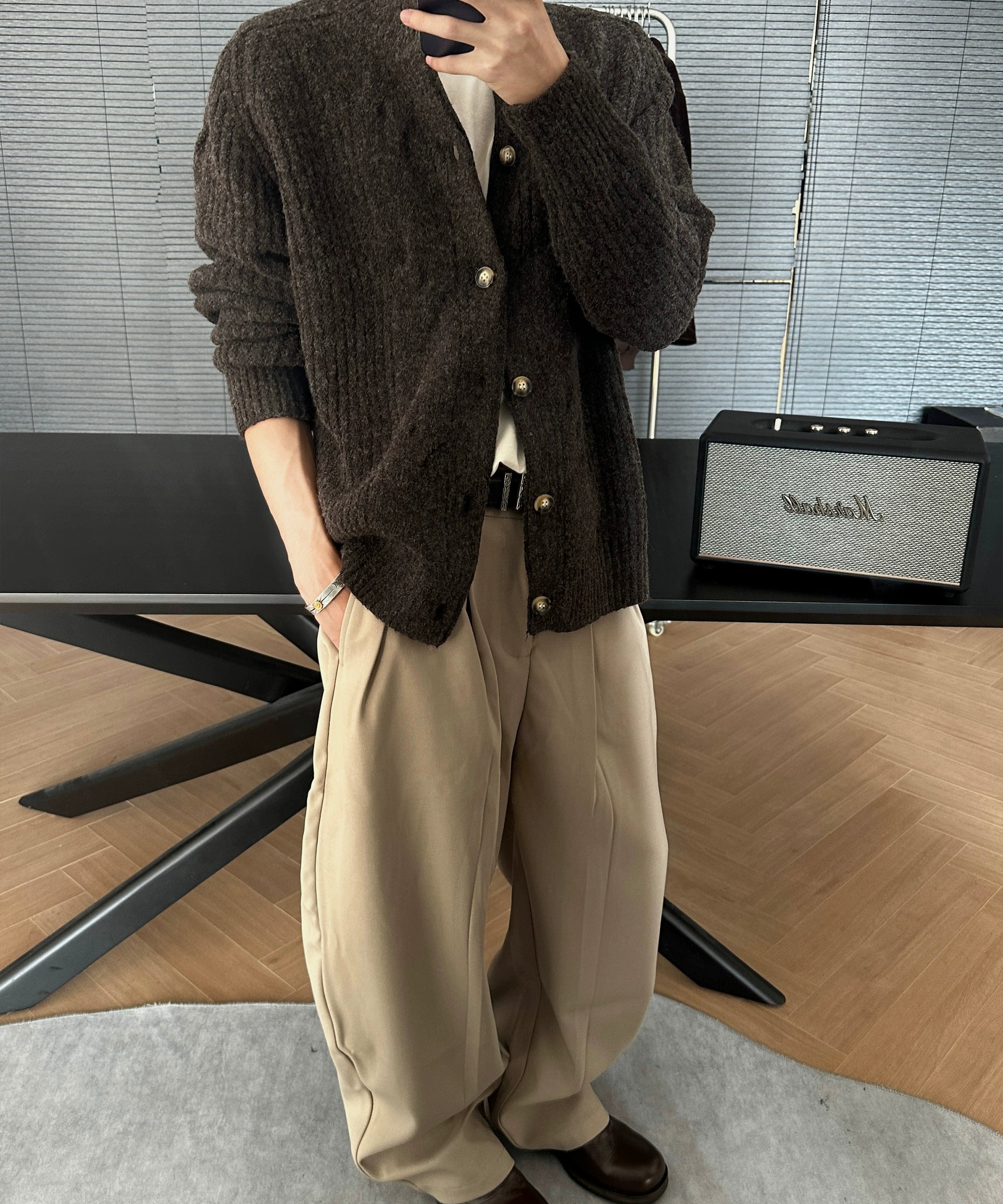 棉羊毛混纺保暖针织开衫毛衣老钱风秋冬通勤百搭TERRAINCOGNITA