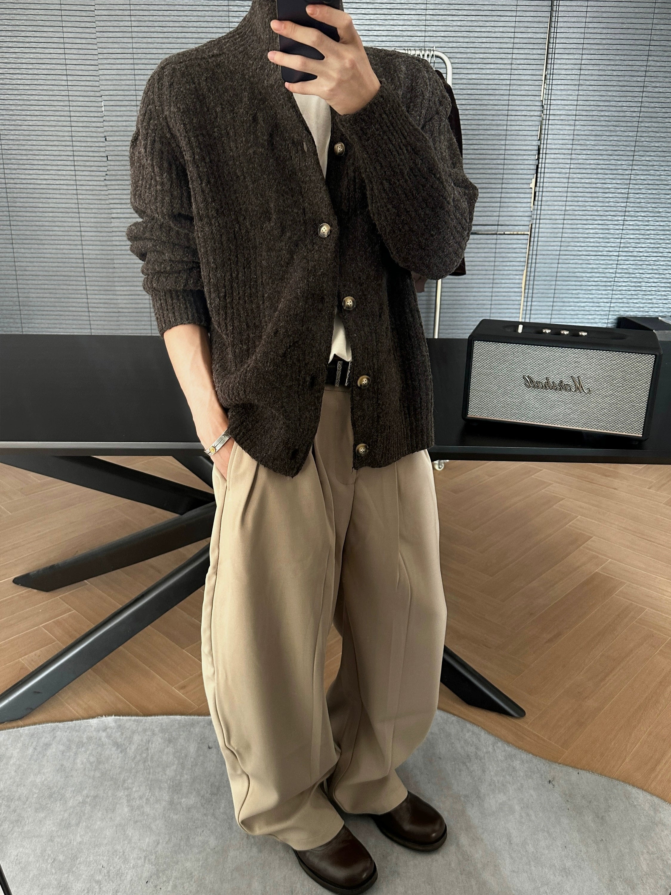 棉羊毛混纺保暖针织开衫毛衣老钱风秋冬通勤百搭TERRAINCOGNITA