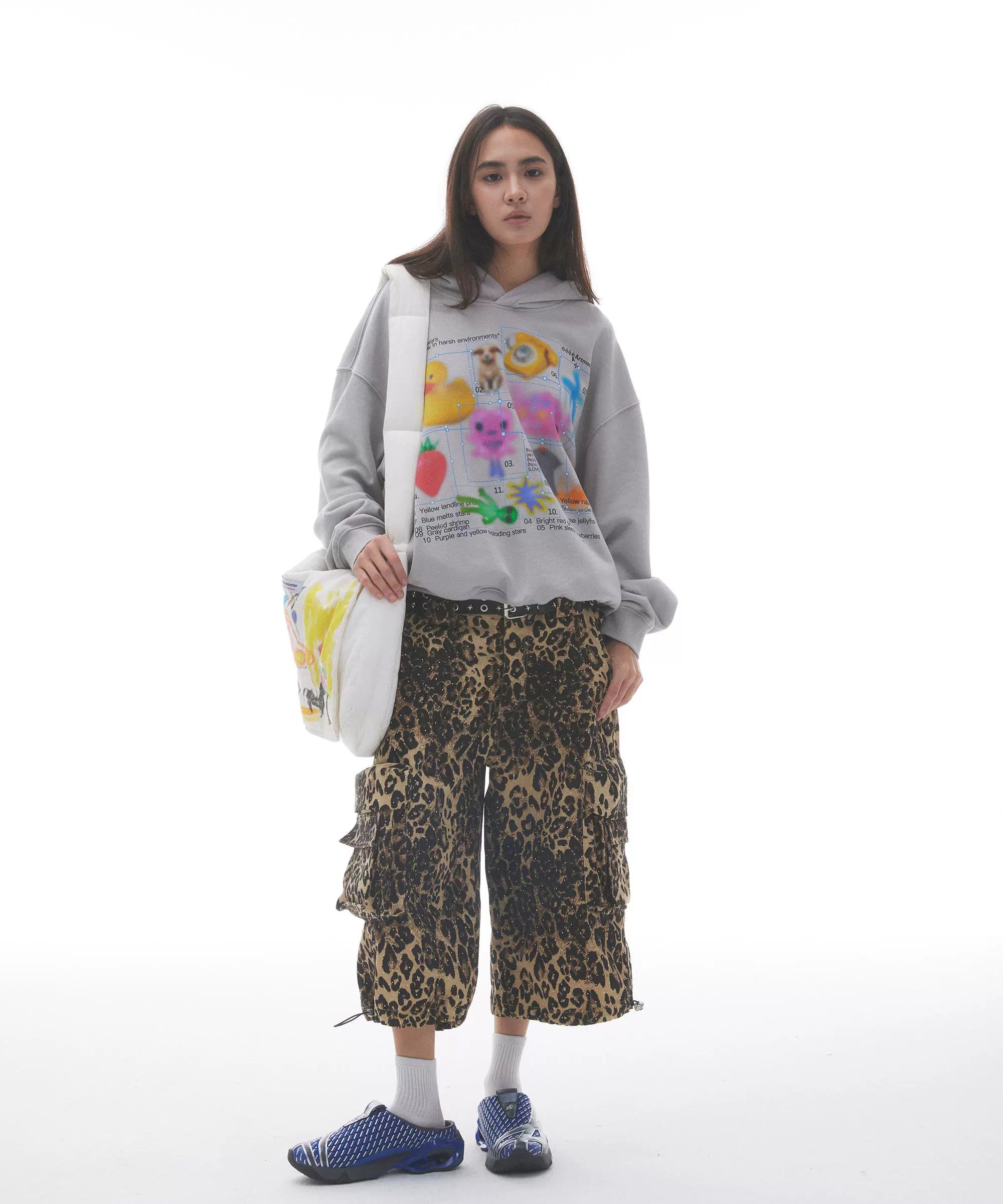 “钻石丛林”| eeee满钻豹纹重工小众夏季阔腿短裤七分裤baggy裤