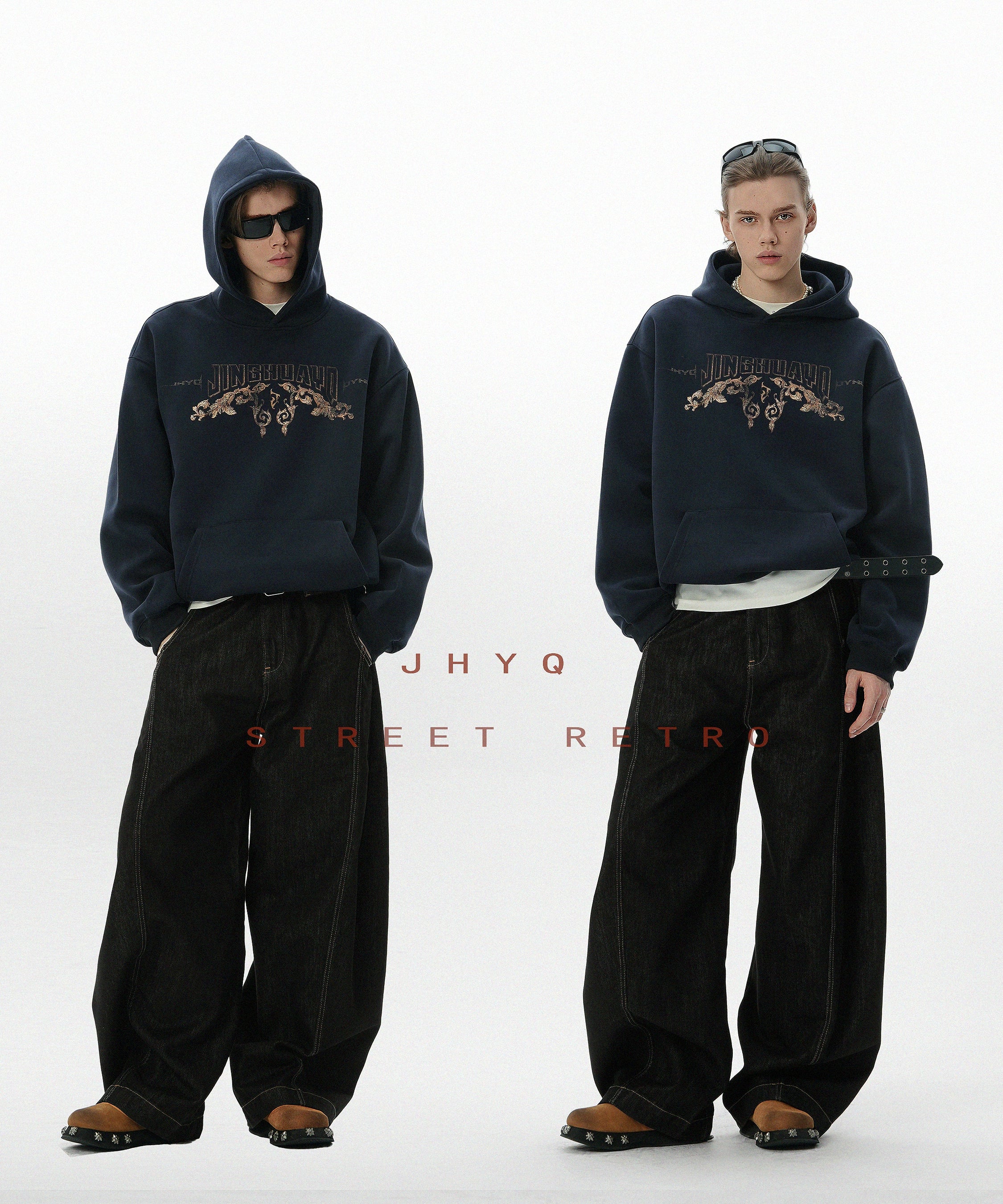 青花瓷丨JHYQ秋季新款400G重磅连帽卫衣男休闲百搭套头情侣帽衫