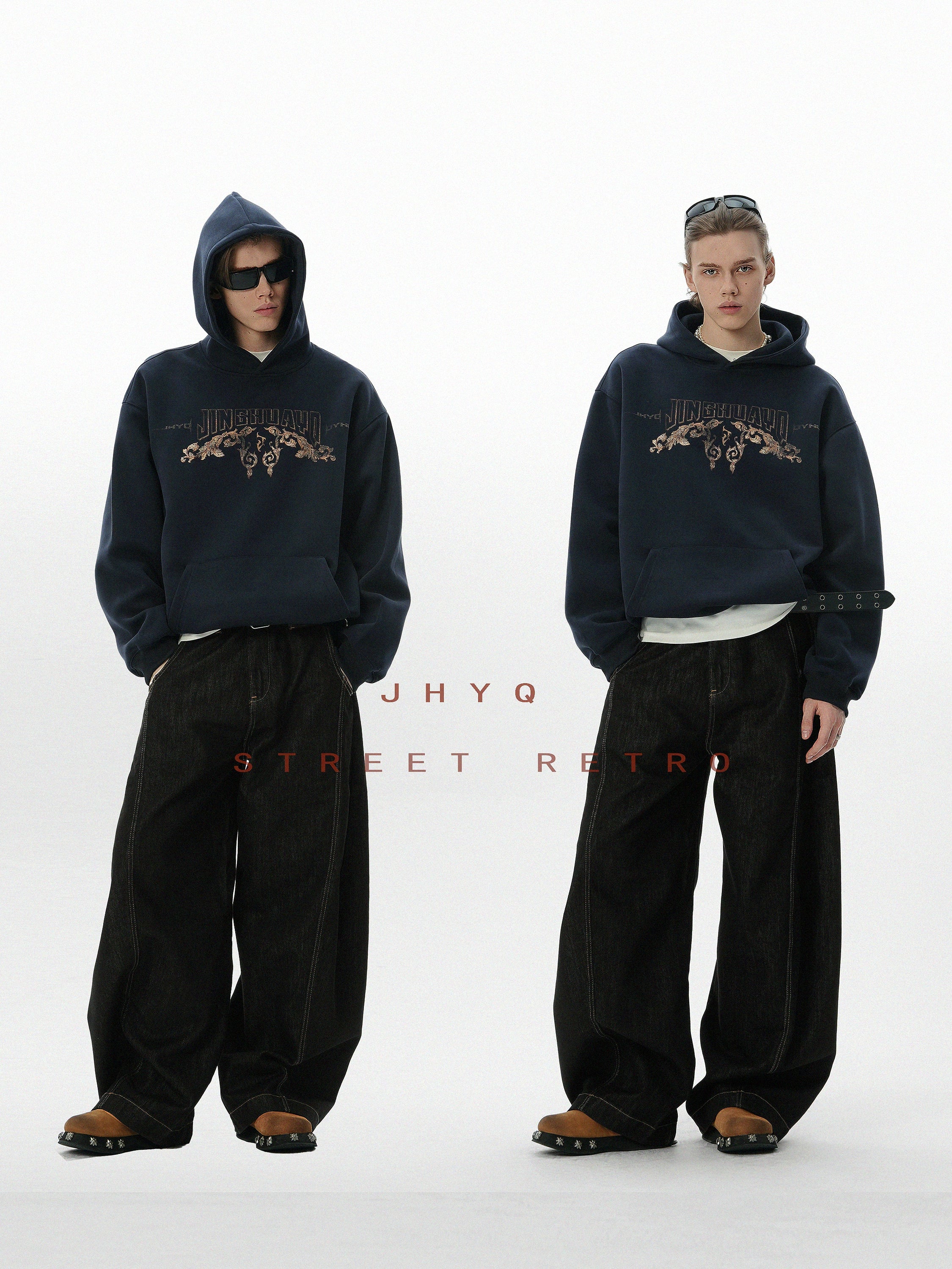 青花瓷丨JHYQ秋季新款400G重磅连帽卫衣男休闲百搭套头情侣帽衫