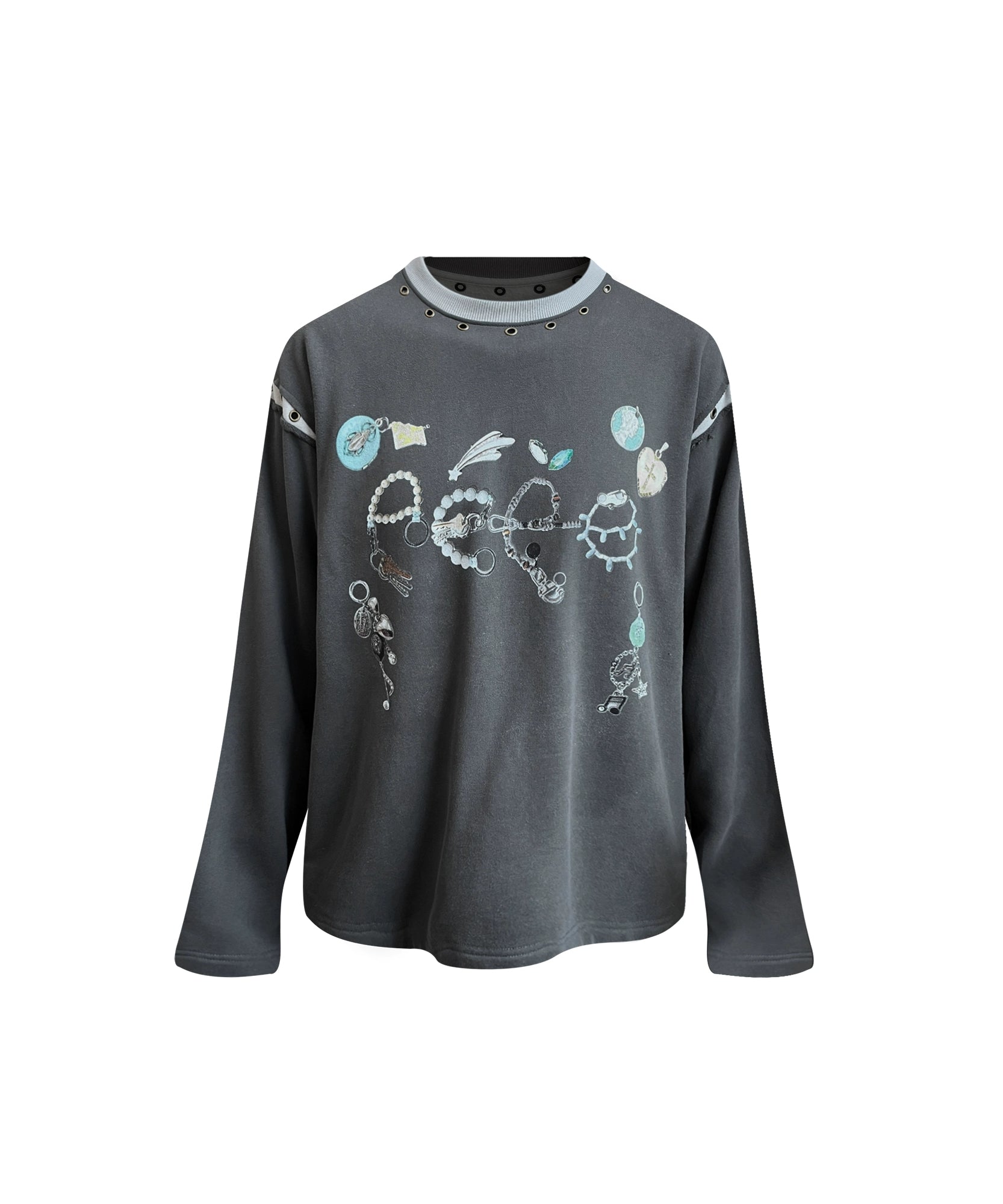 “财富五车” | eeeeArtmonster24FW珠宝LOGO印花解构金属卫衣