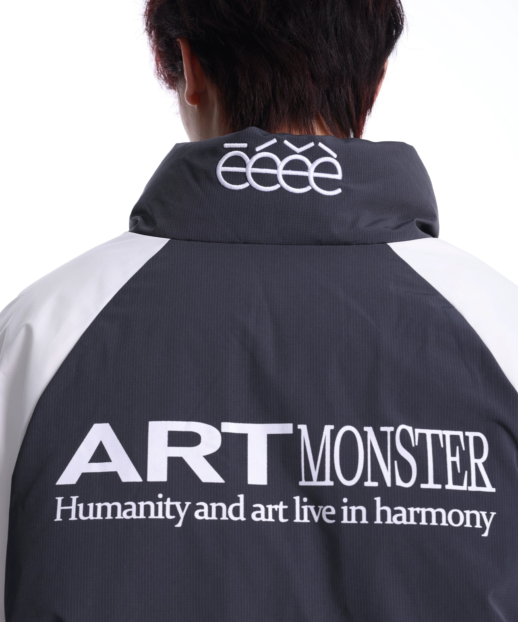 eeeeArtmonster拼接立领原创棉服秋冬潮牌复古宽松暗纹休闲外套