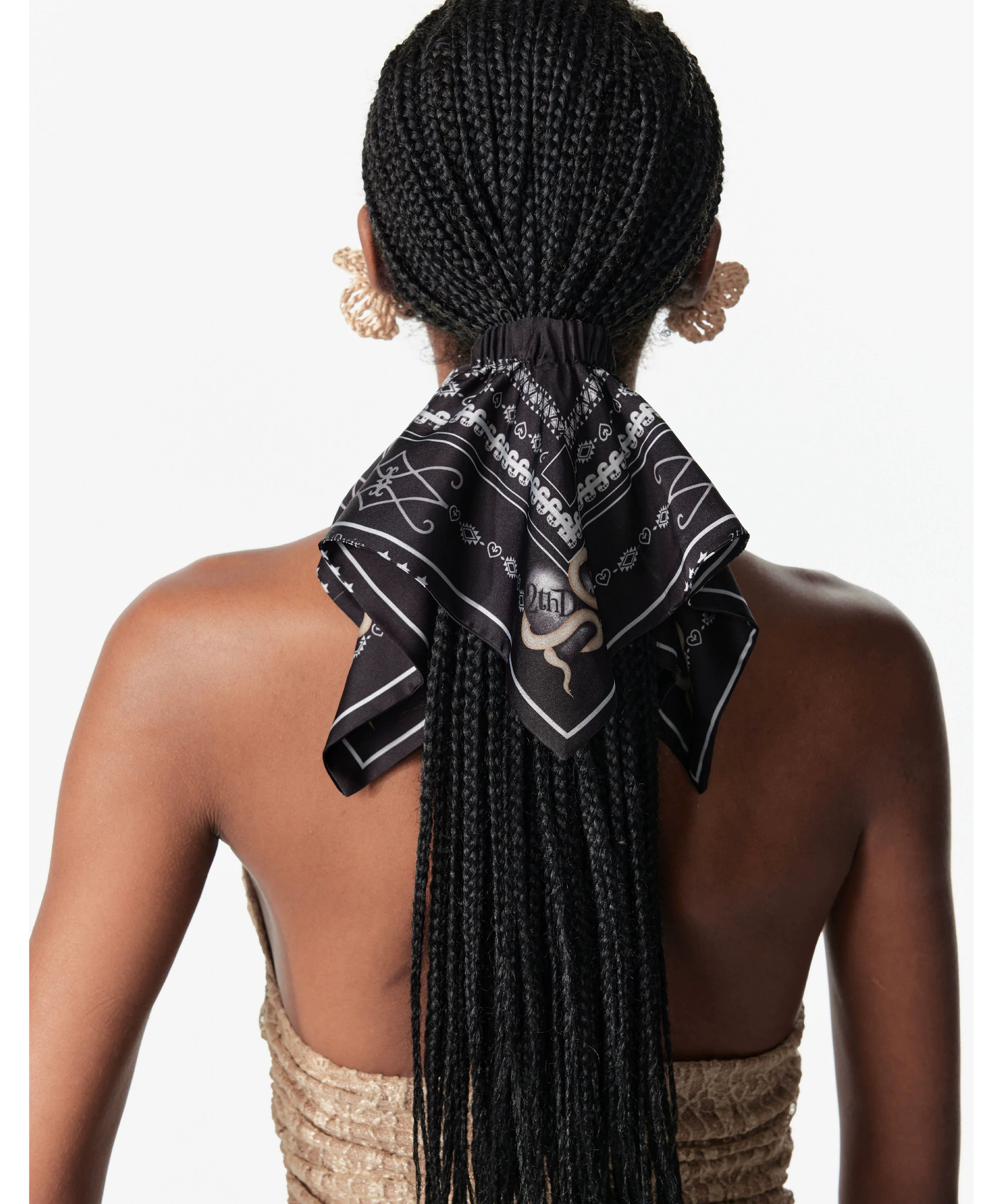 2th Desire复古原创蛇年费尔岛印花图案方巾式发带发圈大肠圈