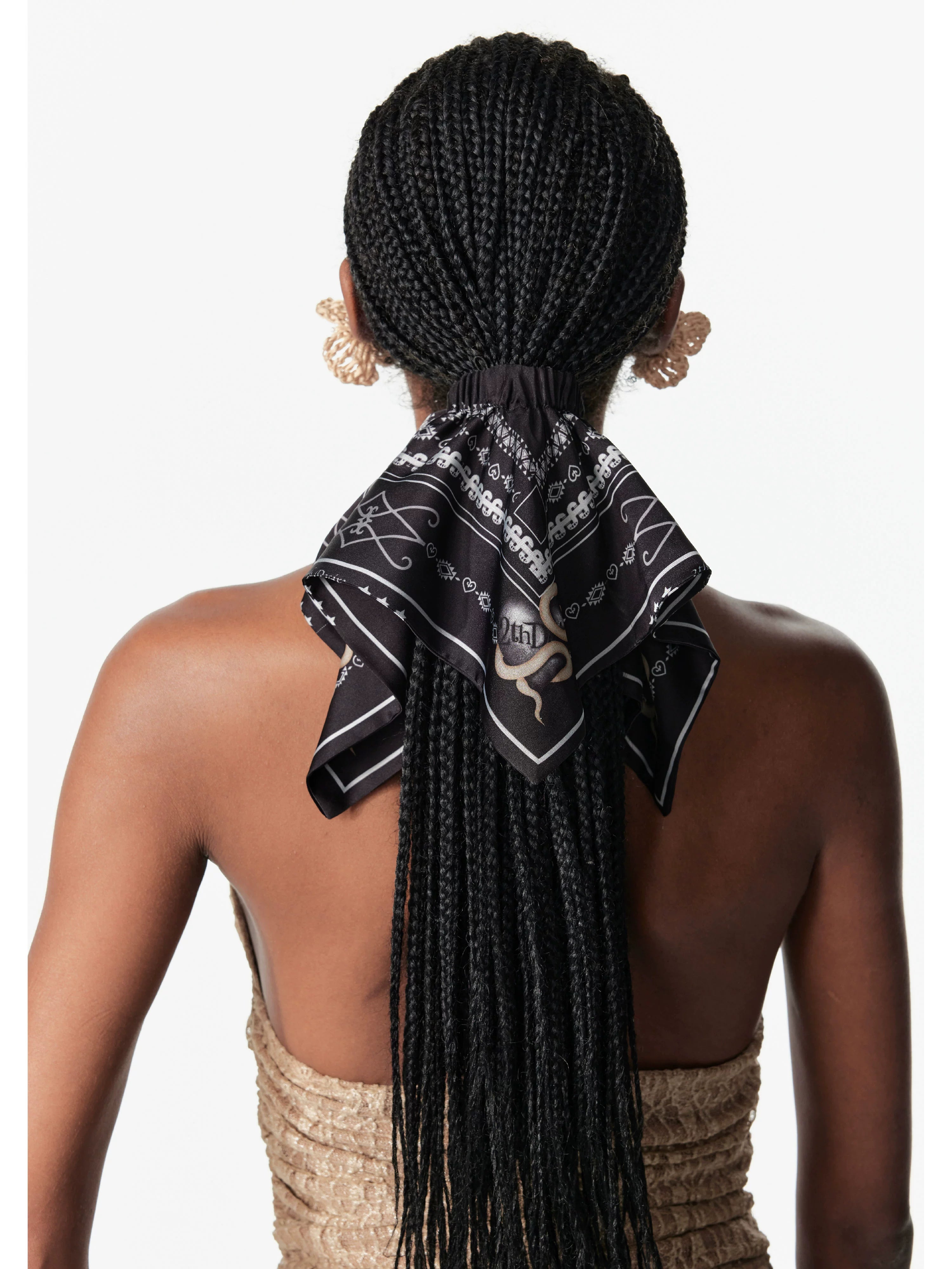 2th Desire复古原创蛇年费尔岛印花图案方巾式发带发圈大肠圈