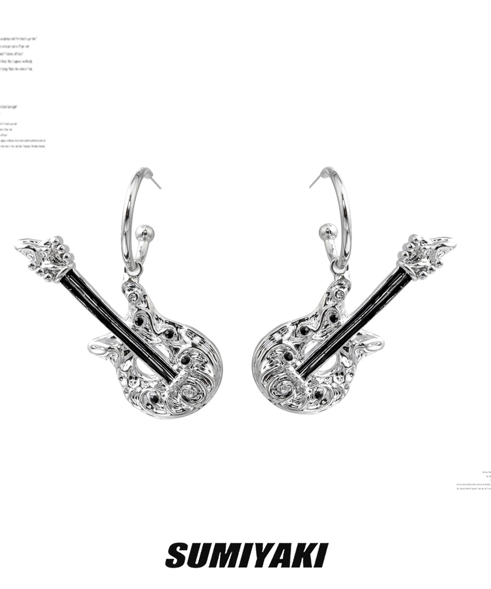 音乐节bi备！SUMIYAKI"五杀摇滚"吉他系列s925耳环朋克摇滚耳饰