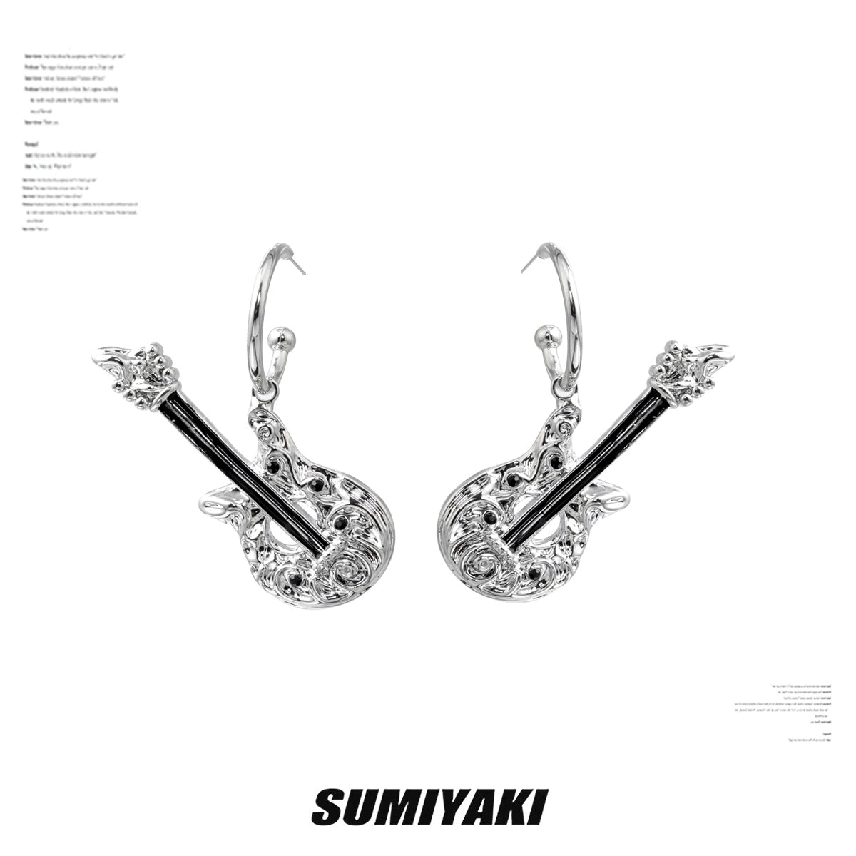 音乐节bi备！SUMIYAKI"五杀摇滚"吉他系列s925耳环朋克摇滚耳饰