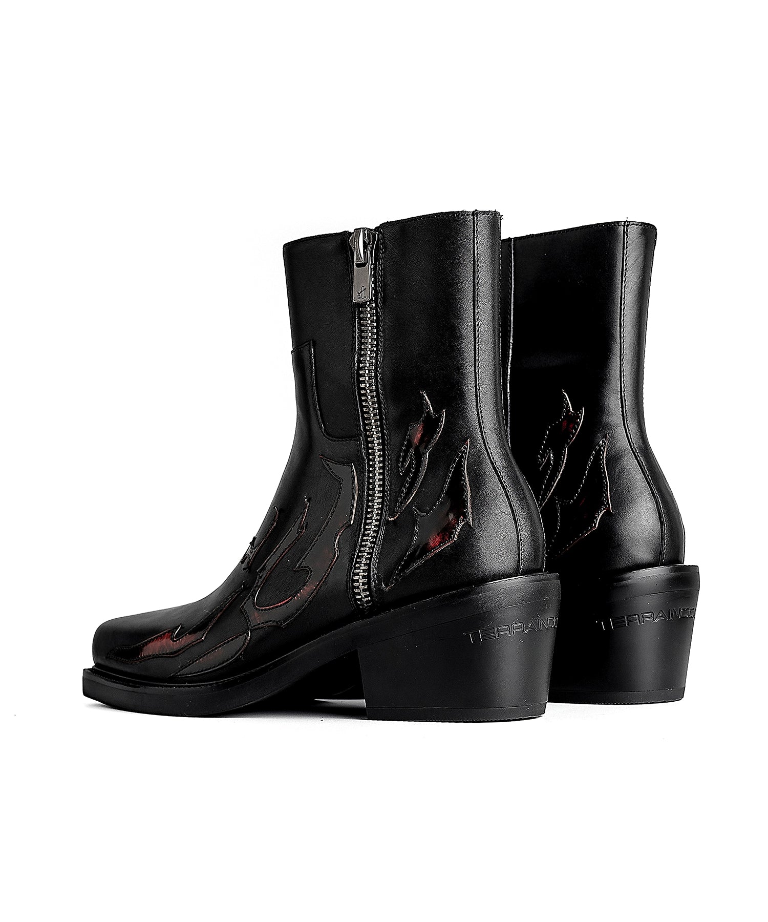 檀健次明星同款三色火焰切尔西长筒靴增高真皮皮鞋TERRAINCOGNITA