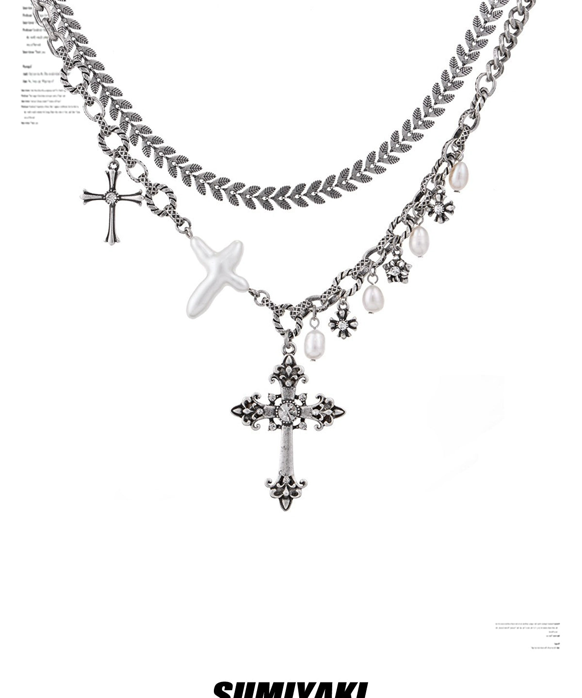 珍珠做成的十字架！SUMIYAKI哑银十字架项链女