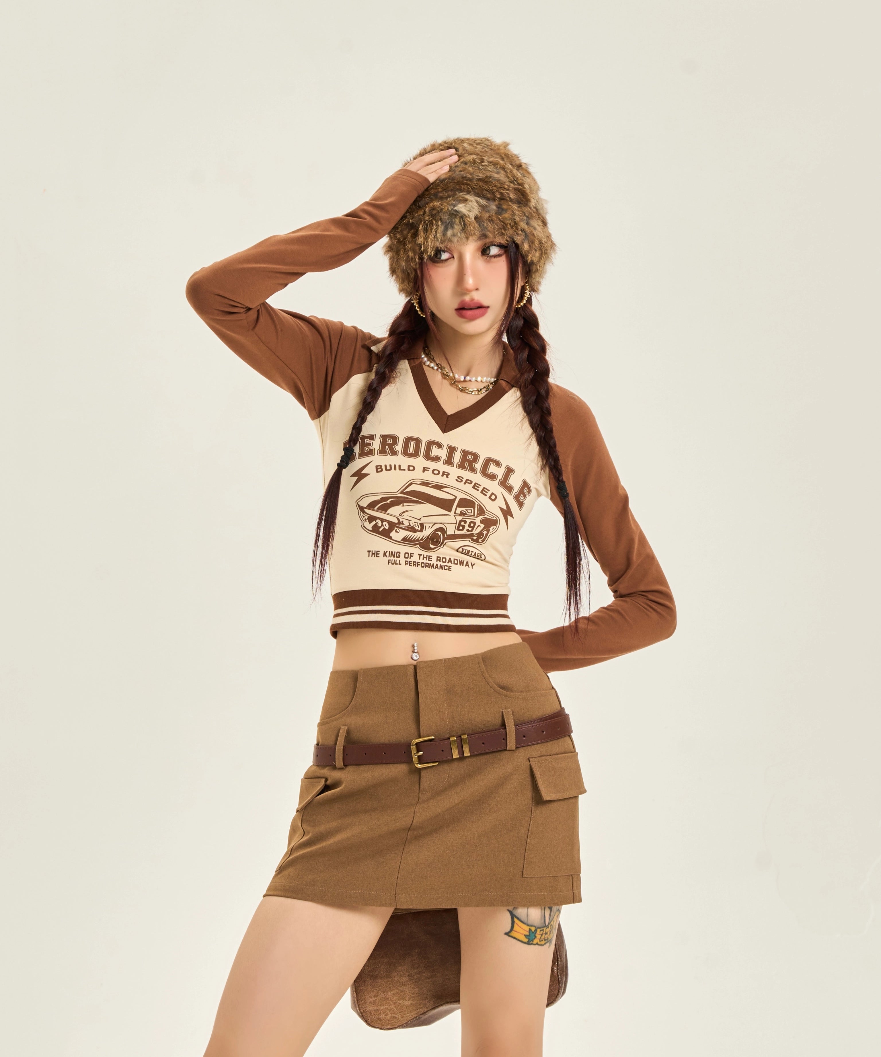 野生zerocircle黑棕色半身裙女夏季设计感辣妹修身显瘦包臀短裙子