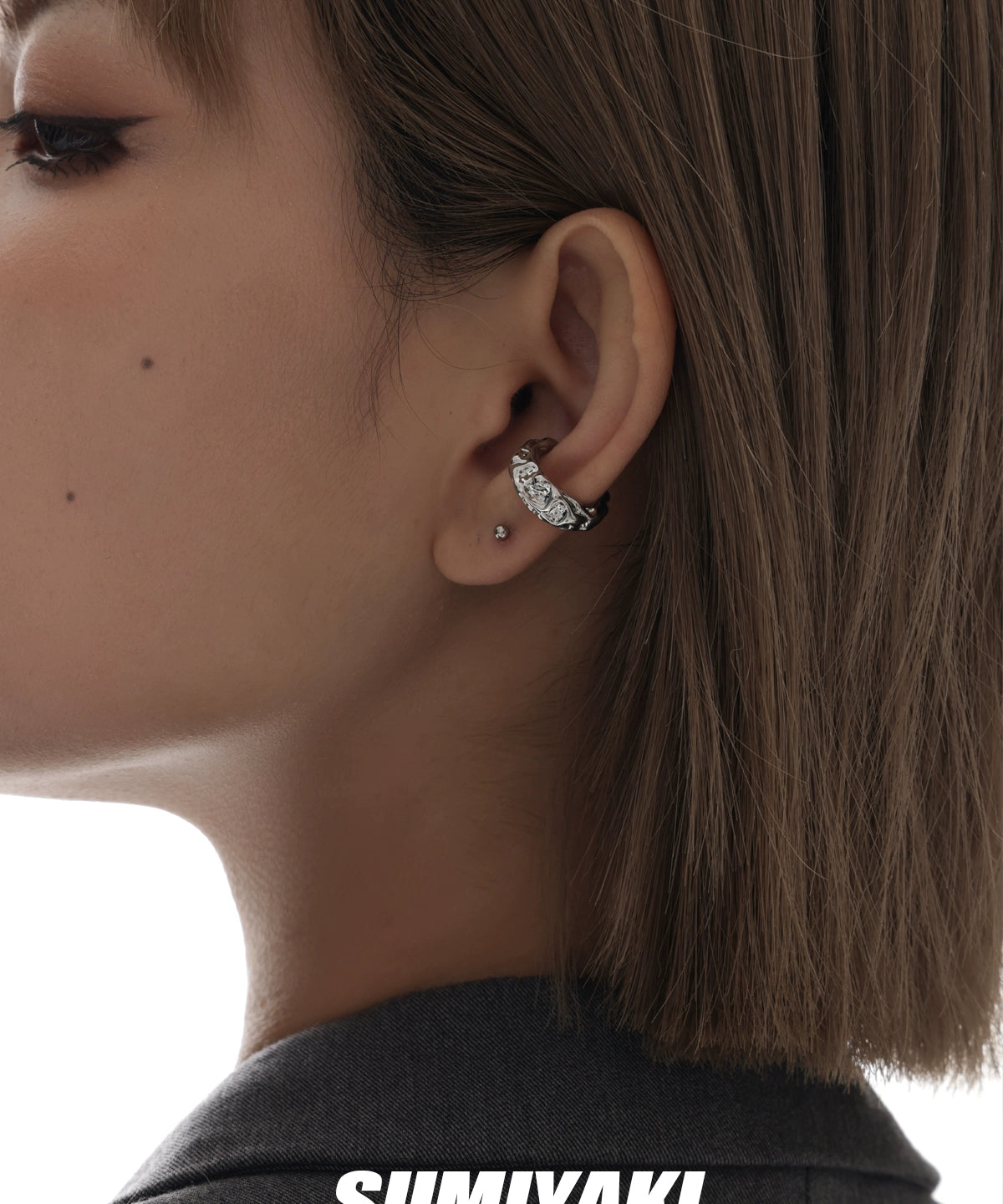 超酷！SUMIYAKI原创熔岩耳夹无耳洞女小众高级感耳骨夹个性耳饰