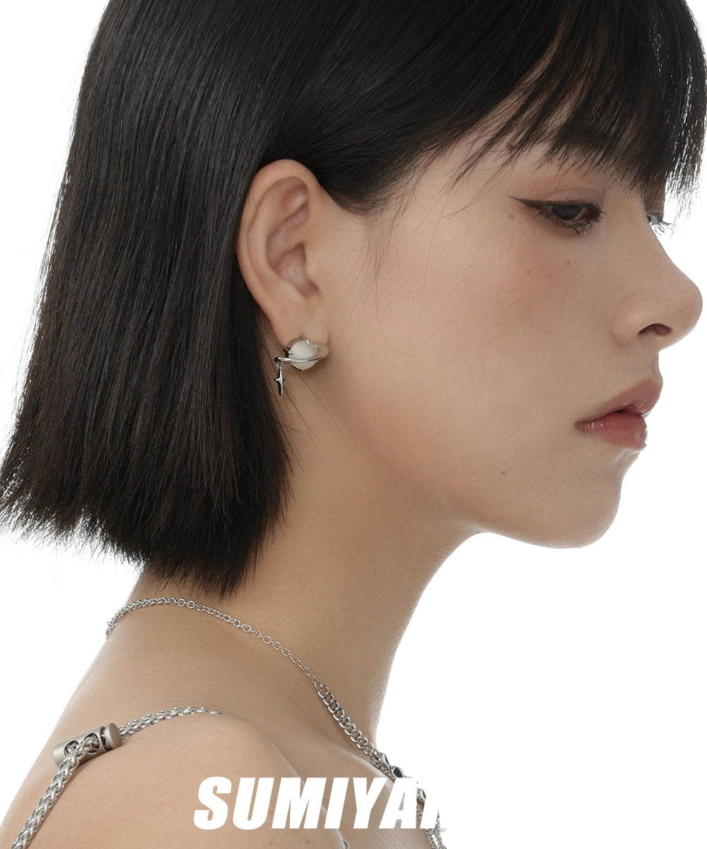 设计感十足！SUMIYAKI  原创星眼系列不对称耳环耳夹猫眼原创耳钉
