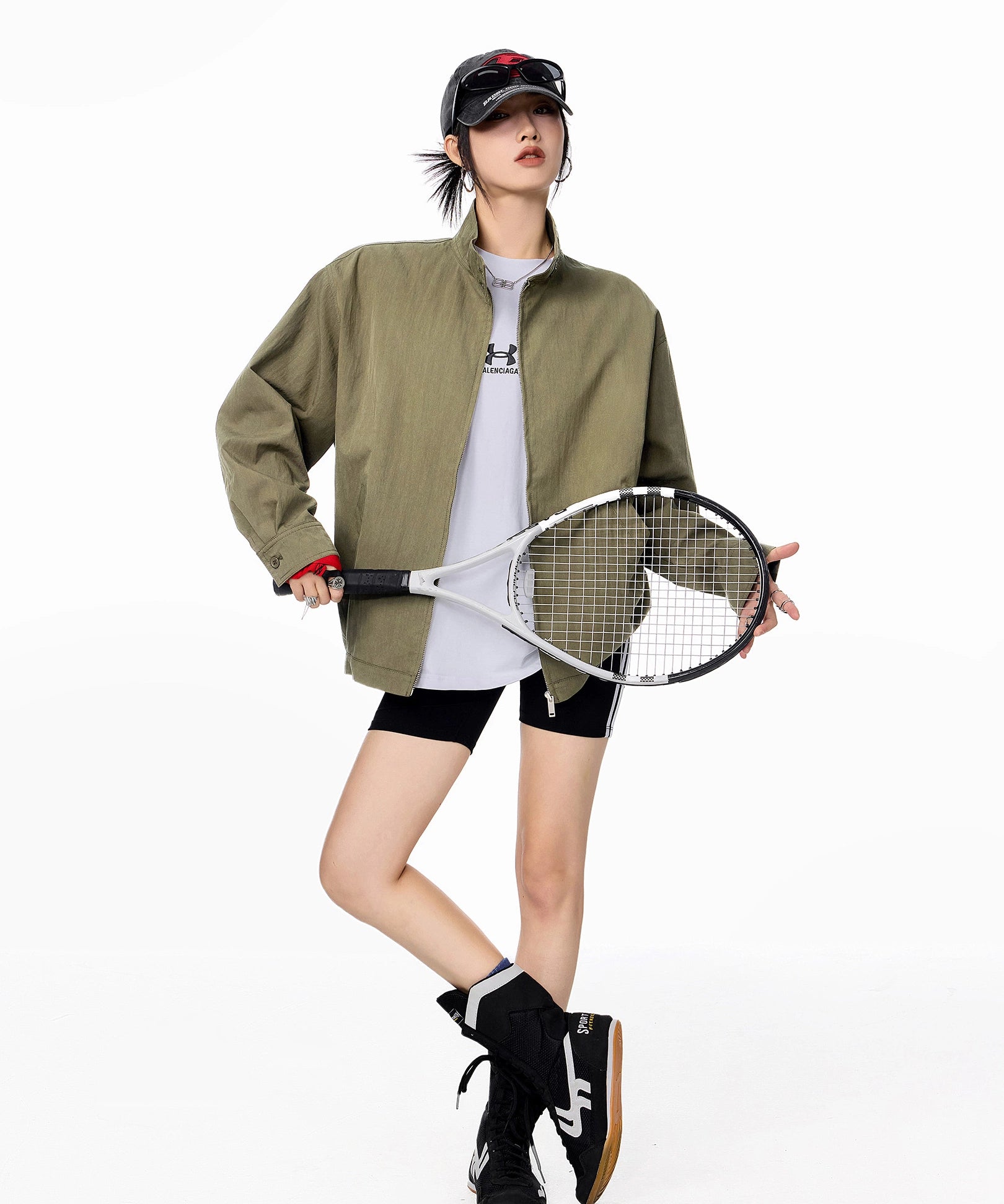 ICH MODE 美式复古休闲外套女秋冬新款宽松哈灵顿夹克工装上衣