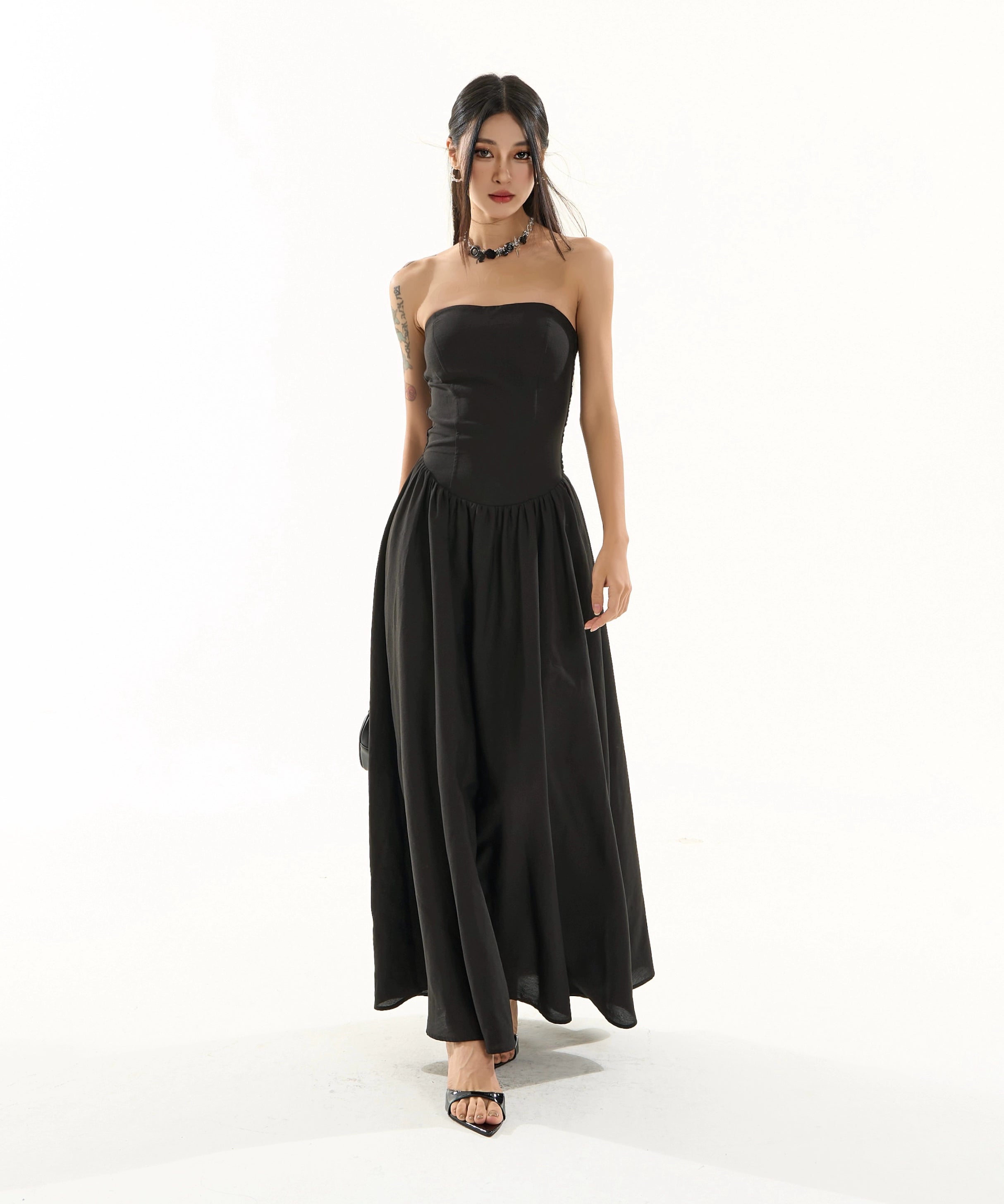 【5/20 20点 原创新品9折】野生zero“法式优雅”3色抹胸连衣裙