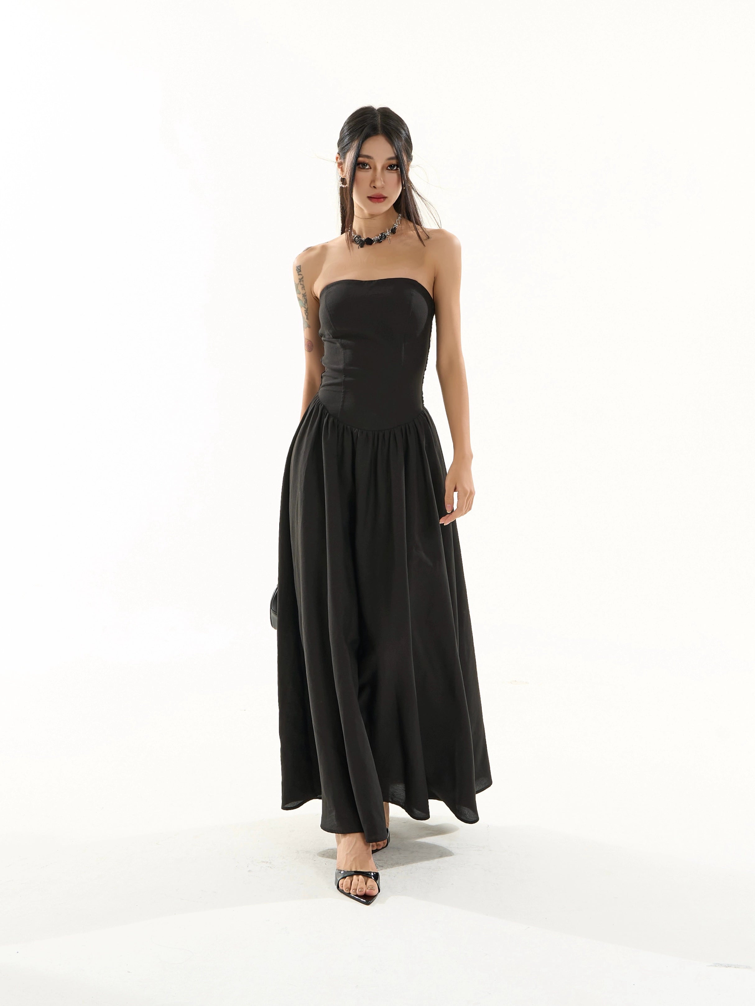 【5/20 20点 原创新品9折】野生zero“法式优雅”3色抹胸连衣裙